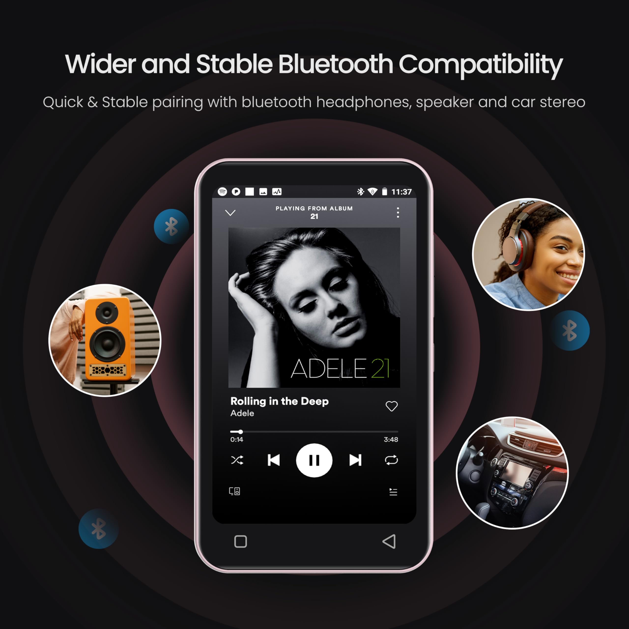 Foto 7 pulgar | Reproductor Mp3 Timmkoo 80 Gb Para Niños Con Bluetooth, Spotify 1 Tb, Rosa - Venta Internacional.