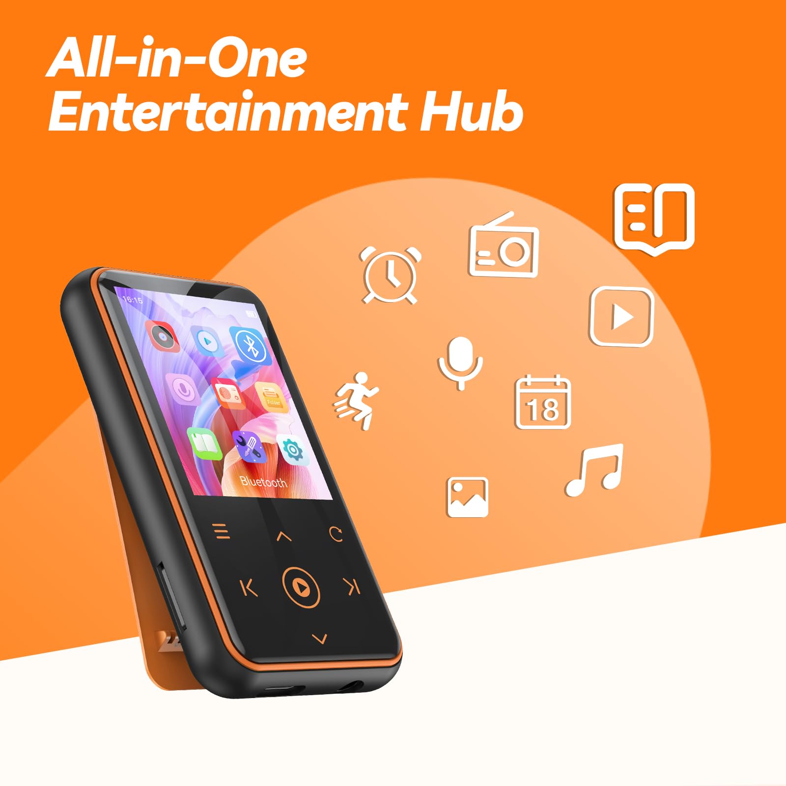 Foto 4 pulgar | Reproductor Mp3 Agptek M2 De 64 Gb Con Clip, Bluetooth 5.3 De 1,8 Pulgadas, Naranja - Venta Internacional.