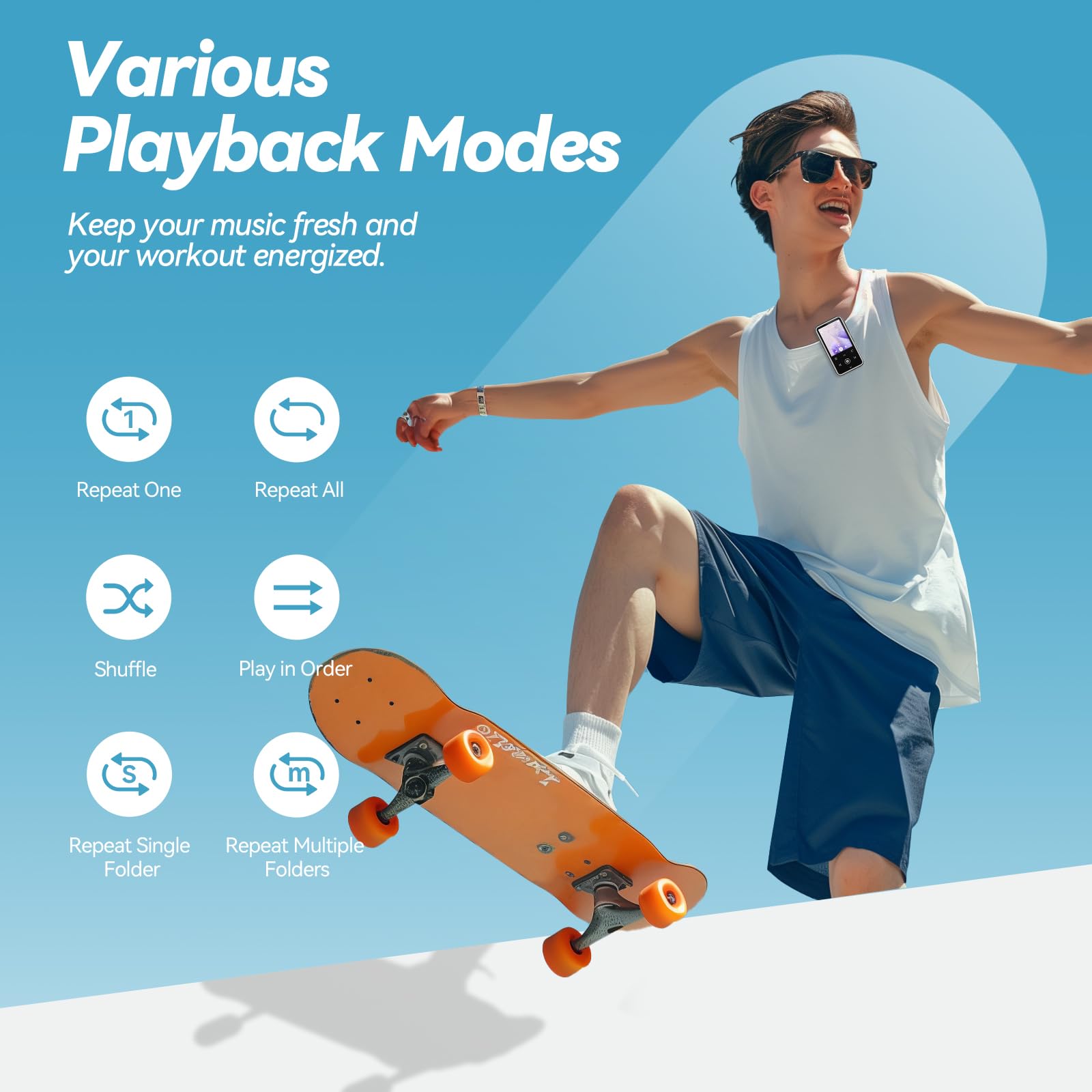 Foto 5 | Reproductor Mp3 Agptek M2 De 64 Gb Con Clip, Bluetooth 5.3 De 1,8 Pulgadas, Blanco - Venta Internacional.
