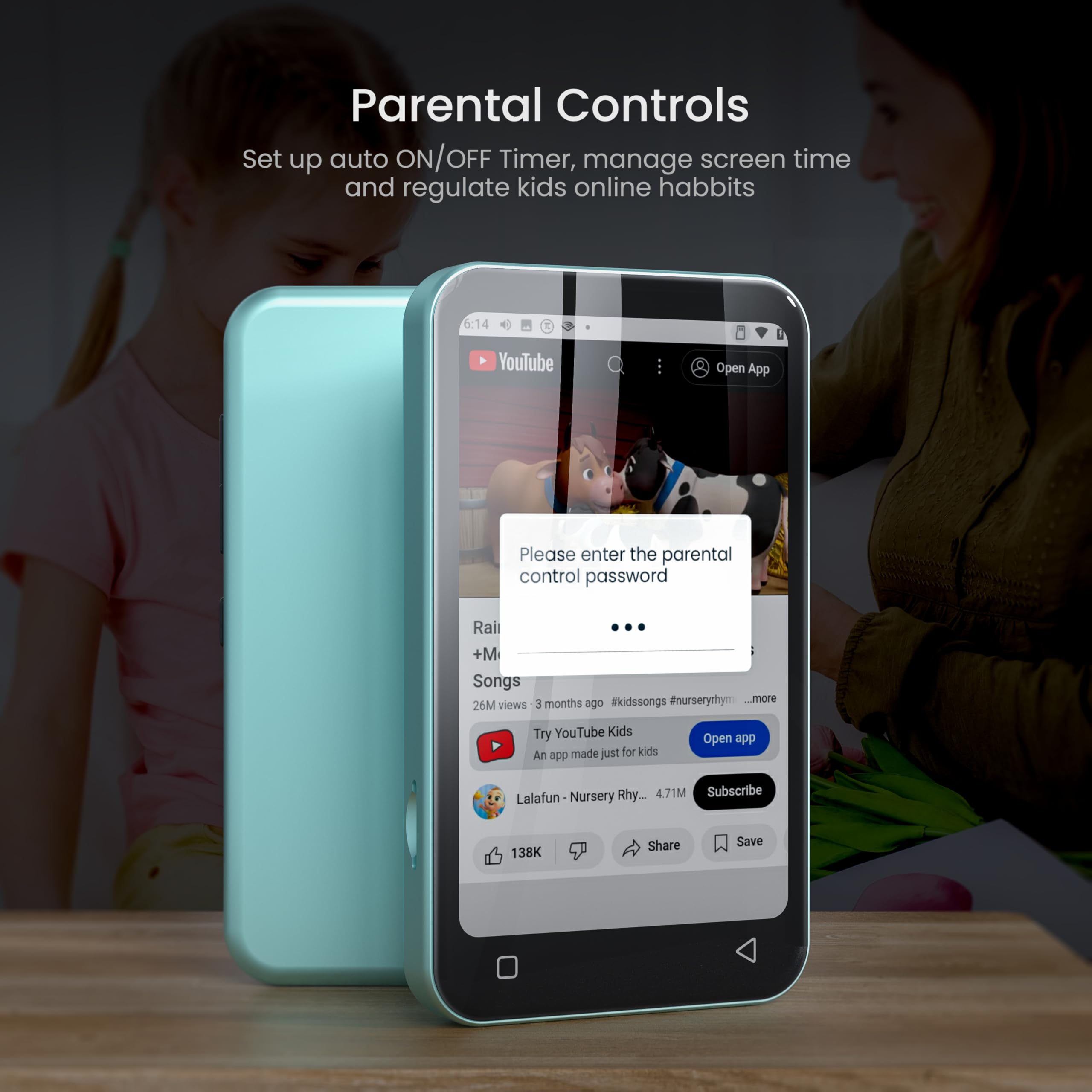 Foto 3 pulgar | Reproductor Mp3 Timmkoo 80 Gb Para Niños Con Bluetooth, Spotify 1 Tb, Verde Azulado - Venta Internacional.