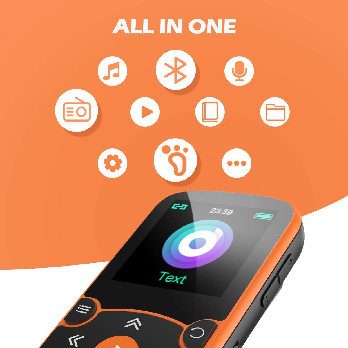 Foto 3 pulgar | Reproductor Mp3 Agptek 64gb Con Clip, Bluetooth 5.3, Naranja - Venta Internacional.
