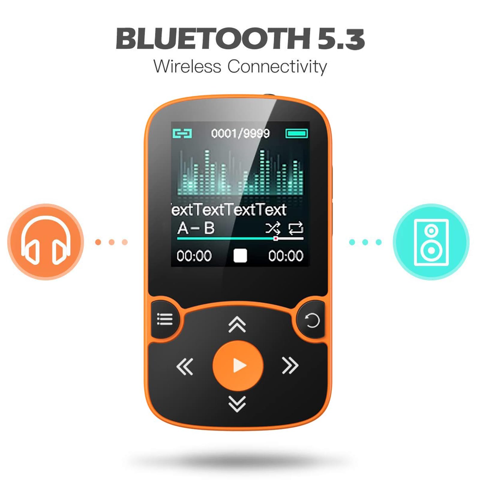 Foto 5 pulgar | Reproductor Mp3 Agptek 64gb Con Clip, Bluetooth 5.3, Naranja - Venta Internacional.