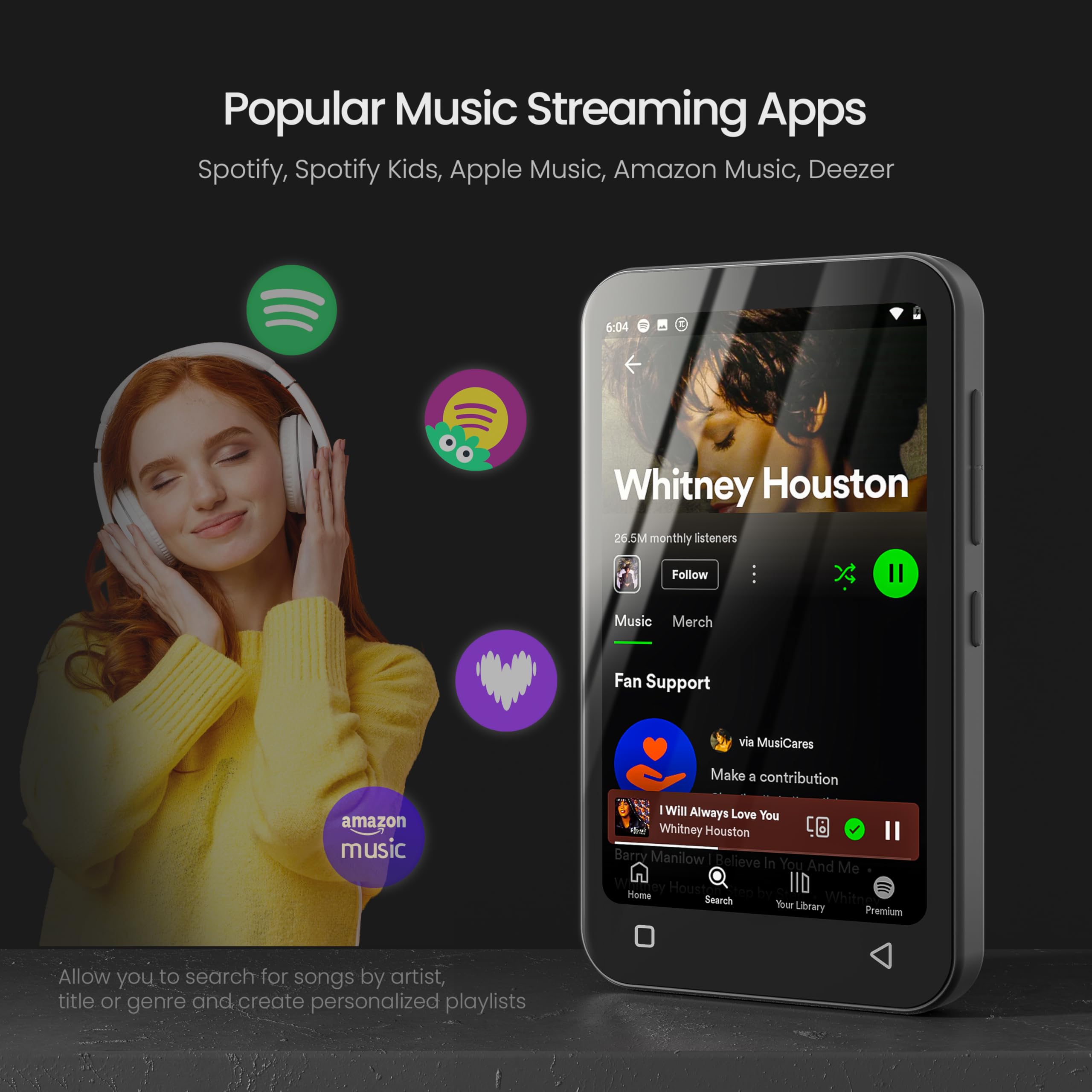 Foto 4 pulgar | Reproductor Mp3 Timmkoo 80 Gb Para Niños Con Bluetooth Spotify 1 Tb Negro - Venta Internacional.