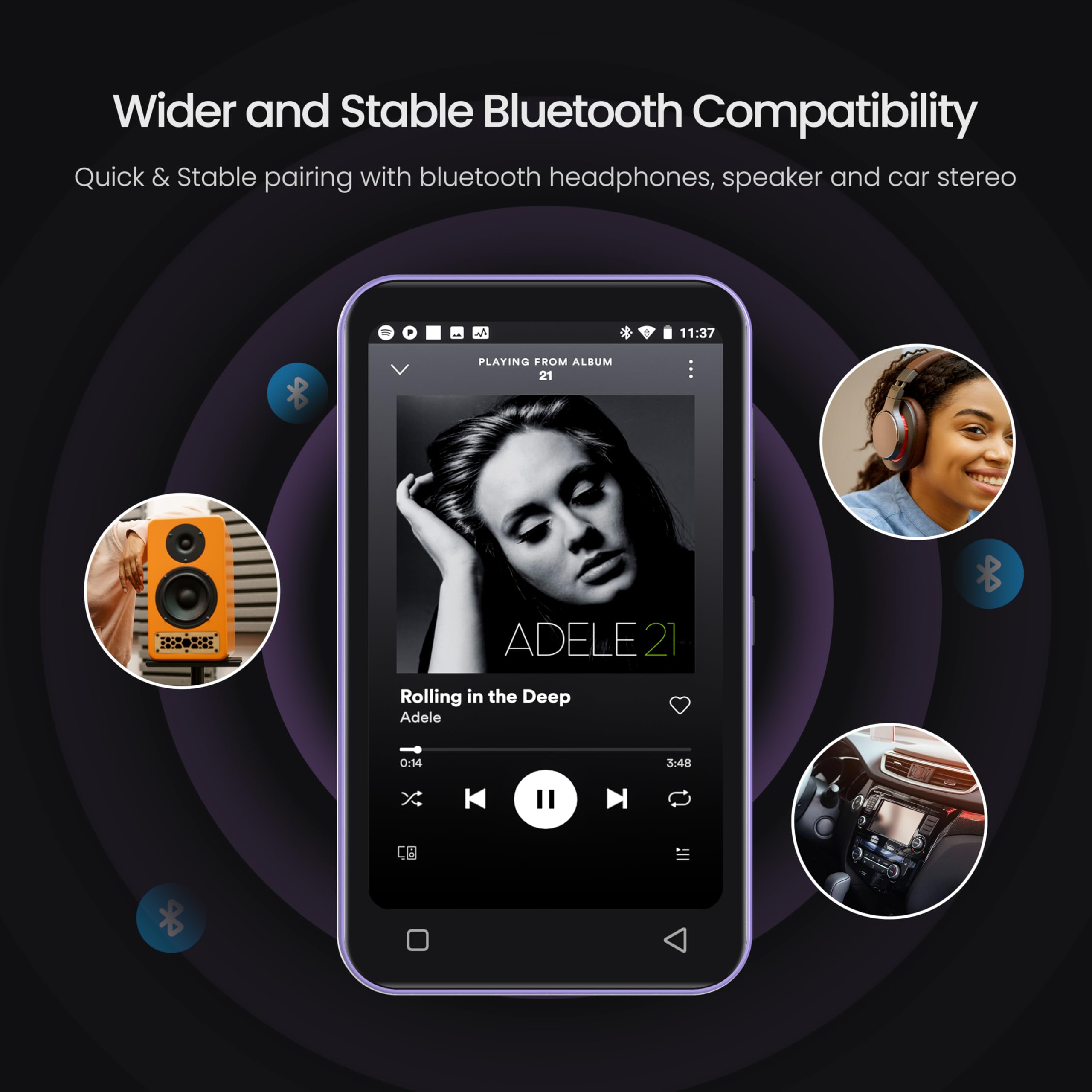 Foto 6 | Reproductor Mp3 Timmkoo 80 Gb Para Niños Con Bluetooth, Spotify De 1 Tb, Morado - Venta Internacional.