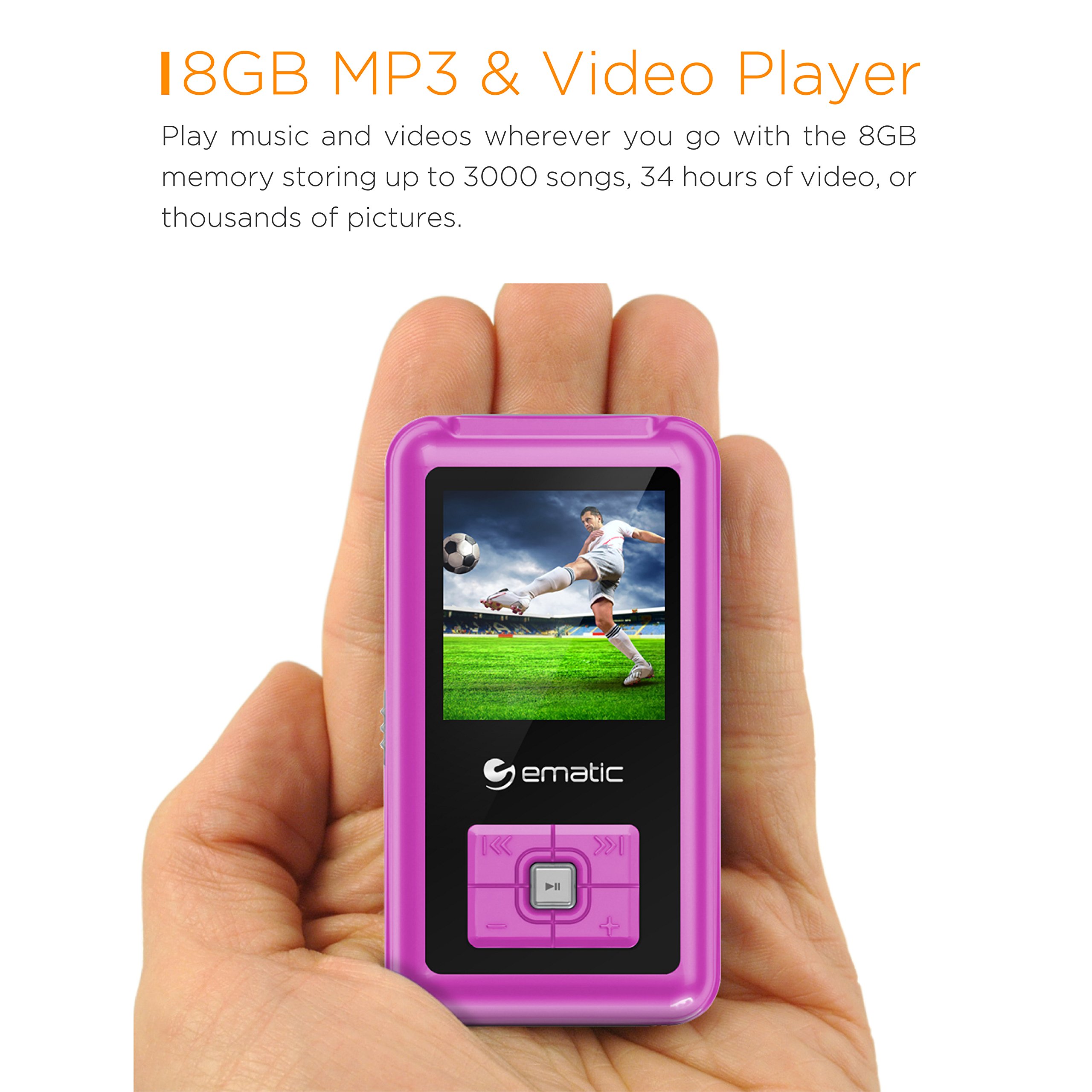 Foto 3 pulgar | Reproductor De Vídeo Mp3 Ematic De 8 Gb Con Sintonizador/grabador Fm De 1,5 Pulgadas, Color Rosa - Venta Internacional.