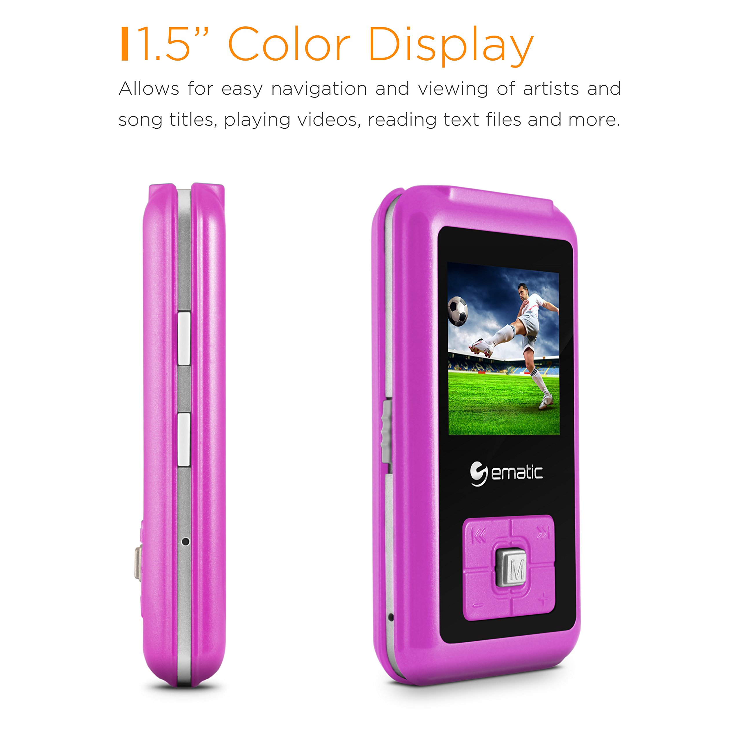 Foto 4 pulgar | Reproductor De Vídeo Mp3 Ematic De 8 Gb Con Sintonizador/grabador Fm De 1,5 Pulgadas, Color Rosa - Venta Internacional.