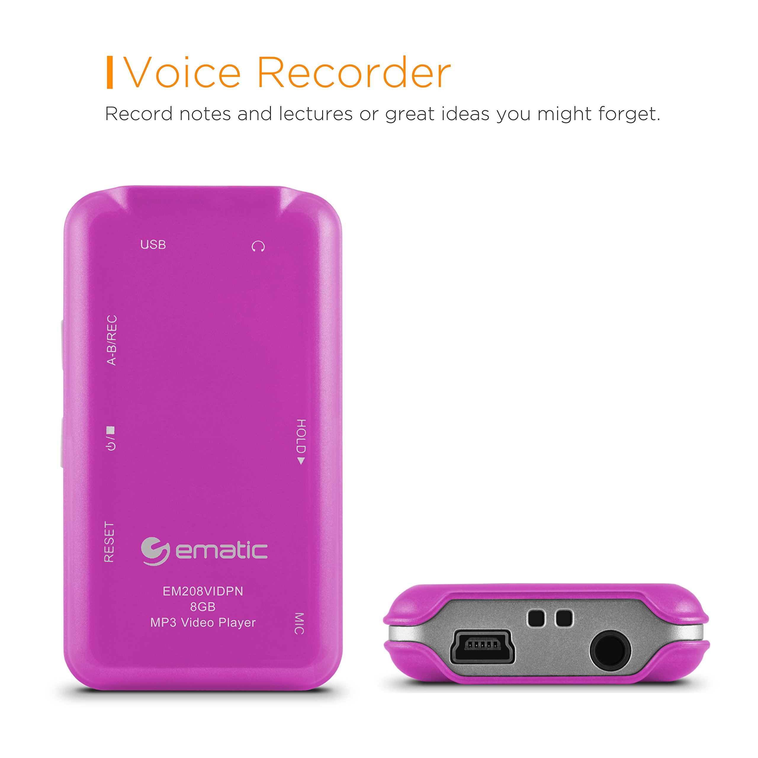 Foto 5 pulgar | Reproductor De Vídeo Mp3 Ematic De 8 Gb Con Sintonizador/grabador Fm De 1,5 Pulgadas, Color Rosa - Venta Internacional.