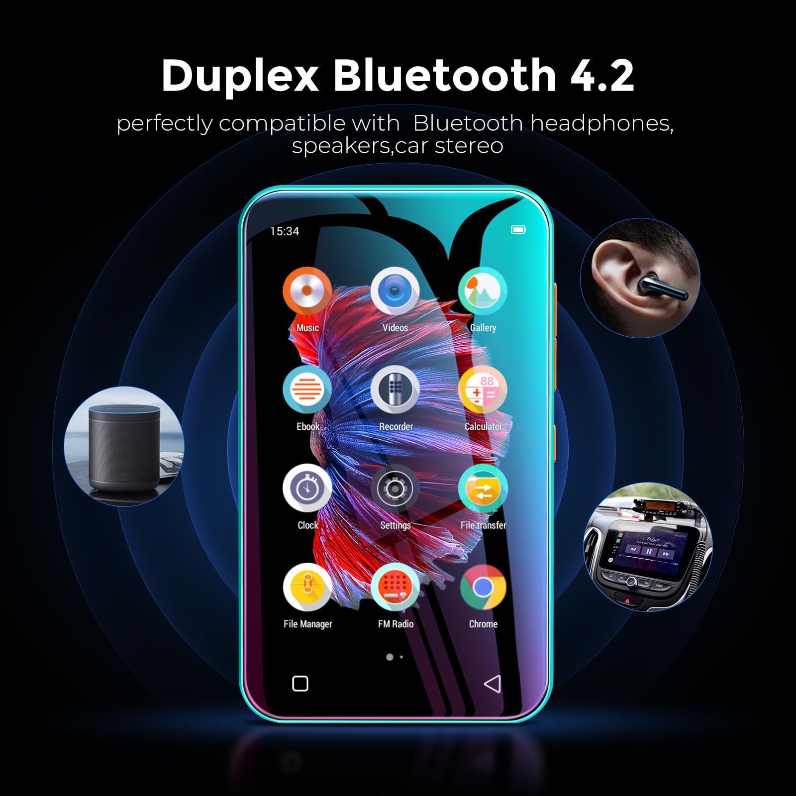 Foto 3 pulgar | Reproductor Mp3 Timmkoo Q5 72gb Wifi Con Bluetooth 4.0 Azul - Venta Internacional.