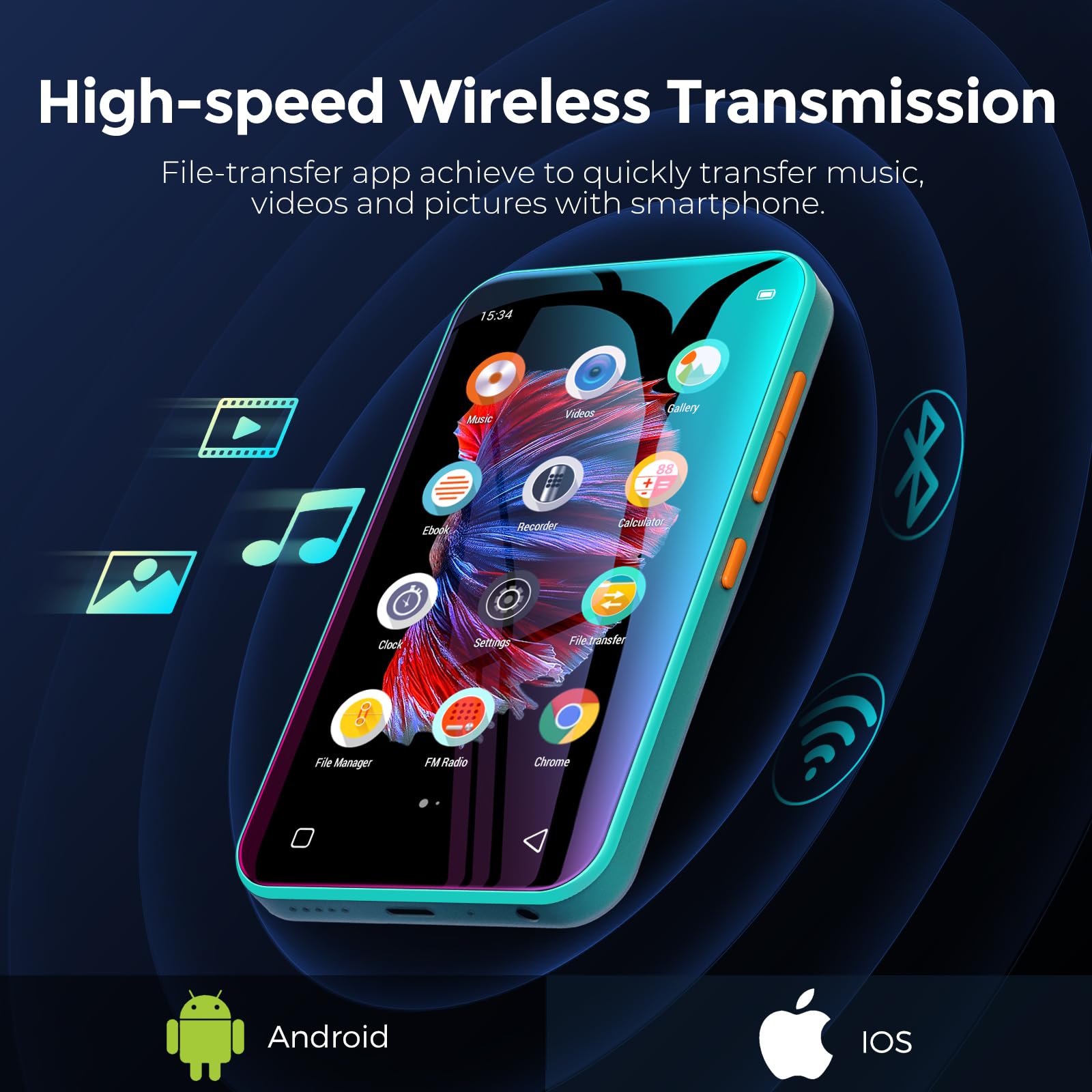 Foto 6 pulgar | Reproductor Mp3 Timmkoo Q5 72gb Wifi Con Bluetooth 4.0 Azul - Venta Internacional.
