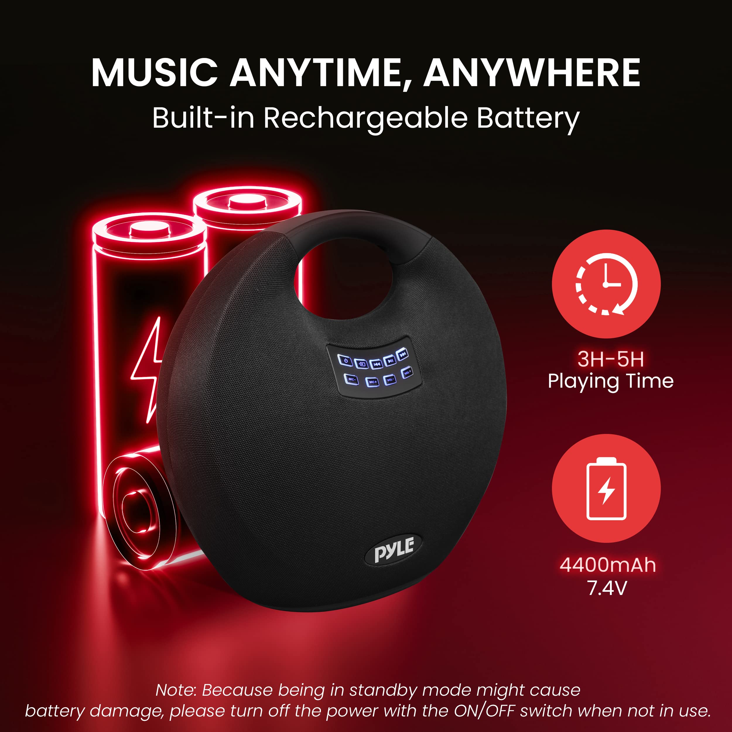 Foto 6 pulgar | Altavoz Bluetooth Pyle Portátil Resistente Al Agua De 280 W De Potencia Máxima - Venta Internacional.