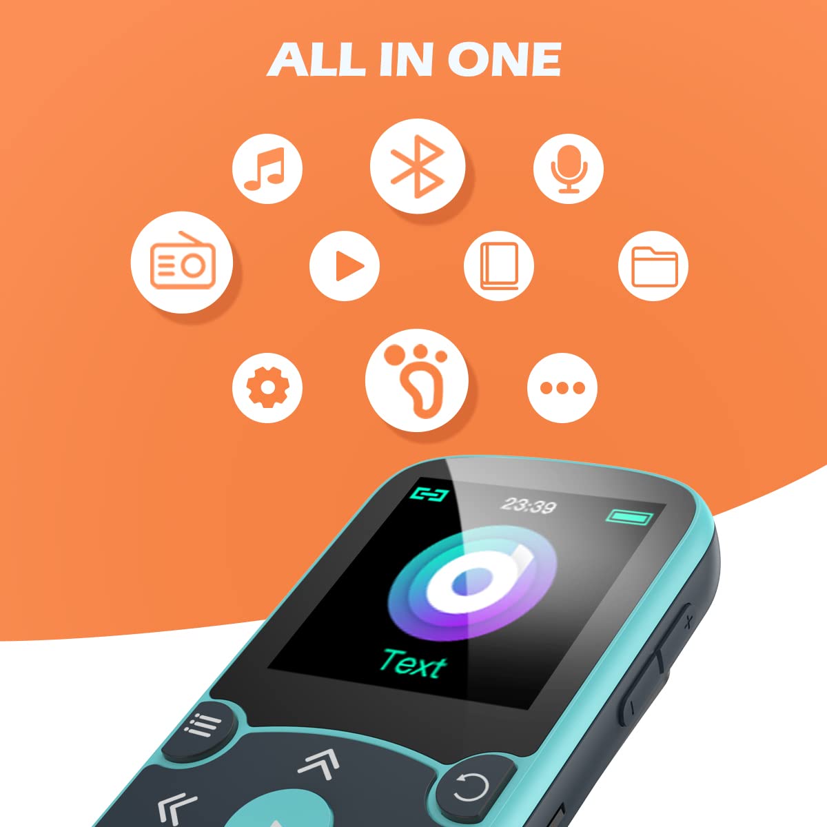 Foto 3 pulgar | Reproductor Mp3 Agptek 32gb Con Clip Bluetooth 5.0 Azul - Venta Internacional.