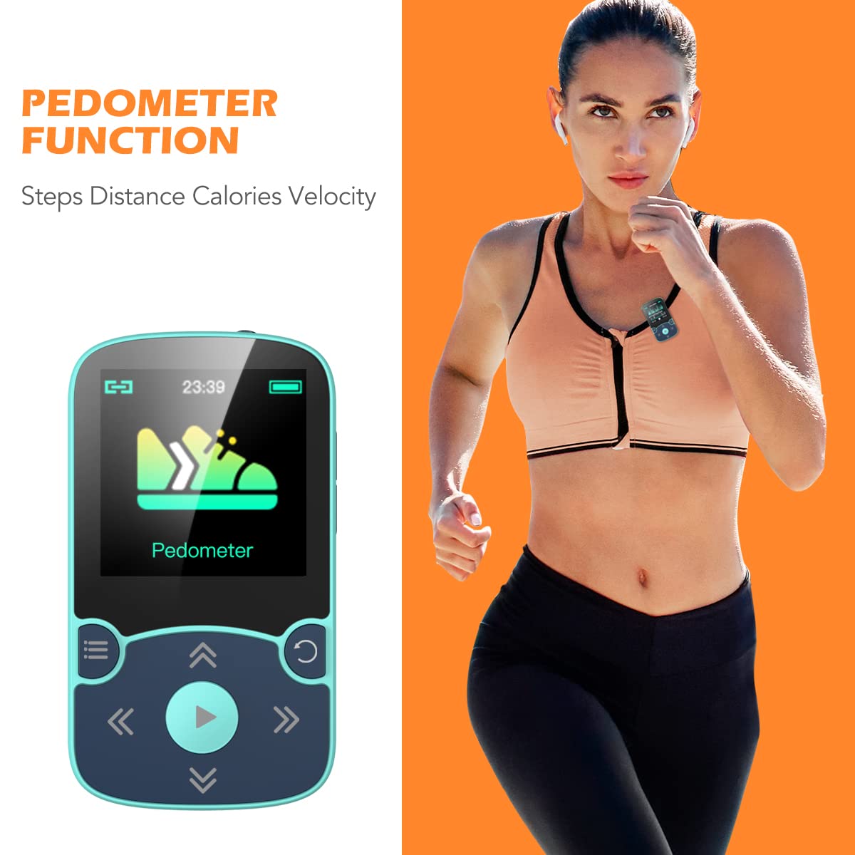Foto 6 pulgar | Reproductor Mp3 Agptek 32gb Con Clip Bluetooth 5.0 Azul - Venta Internacional.