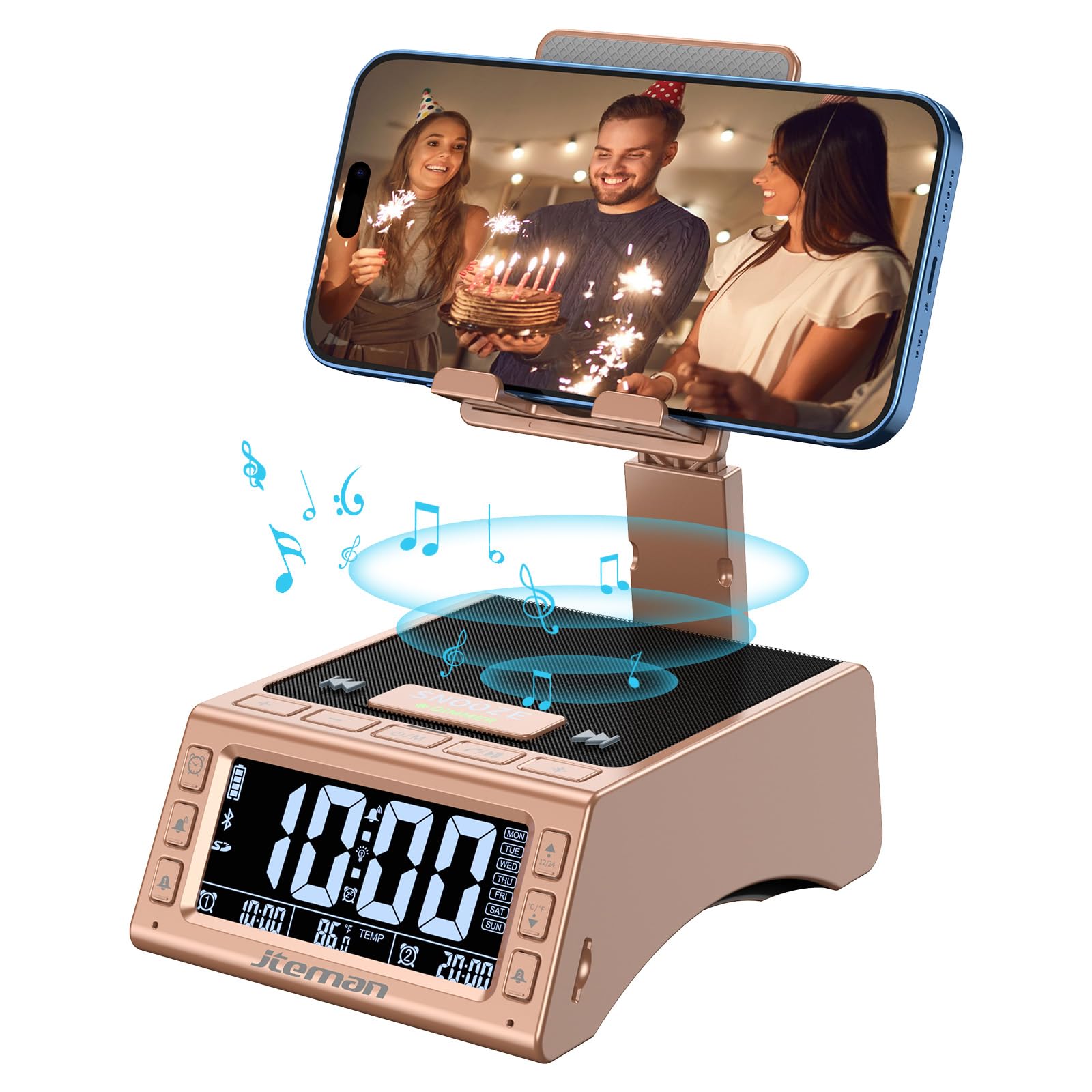 Foto 2 pulgar | Reloj Despertador Inalámbrico Con Altavoz Bluetooth Jteman Rose - Venta Internacional.