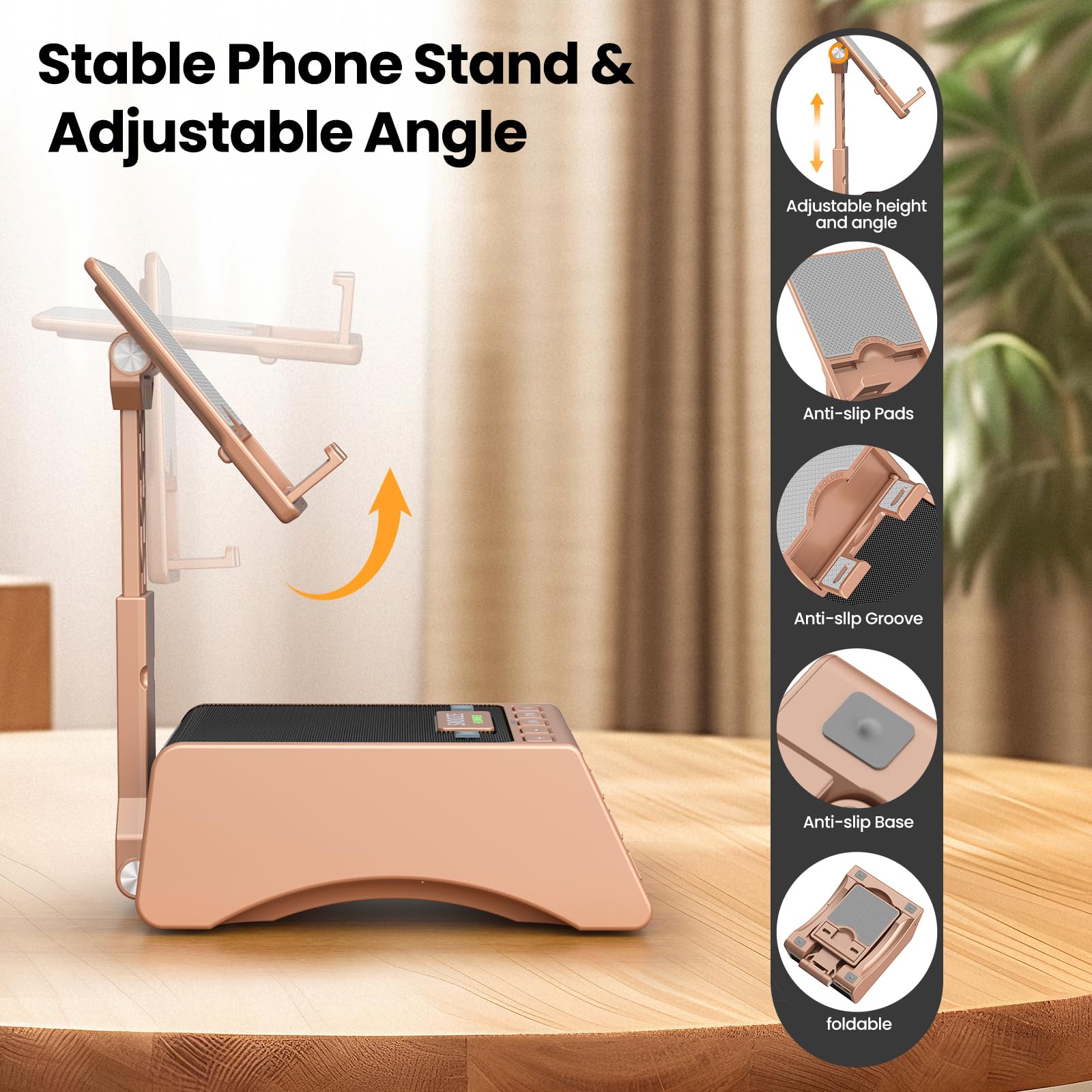 Foto 5 pulgar | Reloj Despertador Inalámbrico Con Altavoz Bluetooth Jteman Rose - Venta Internacional.