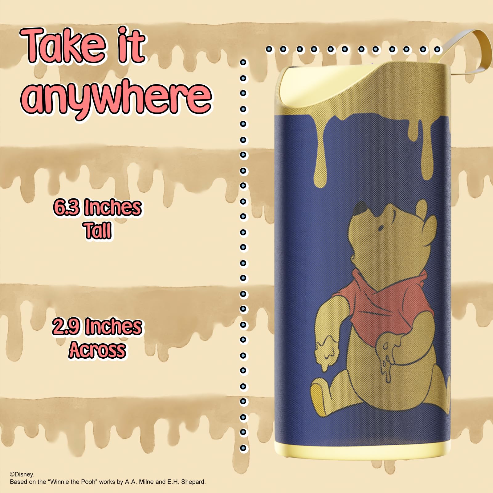 Foto 6 pulgar | Altavoz Bluetooth Ijoy Disney Winnie The Pooh A Prueba De Salpicaduras - Venta Internacional.
