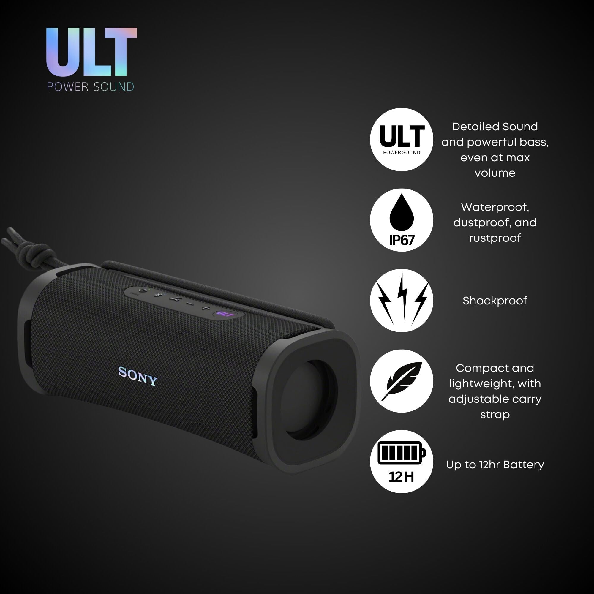 Foto 3 pulgar | Altavoz Bluetooth Sony Ult Field 1 Srsult10b Con Funda Negra - Venta Internacional.