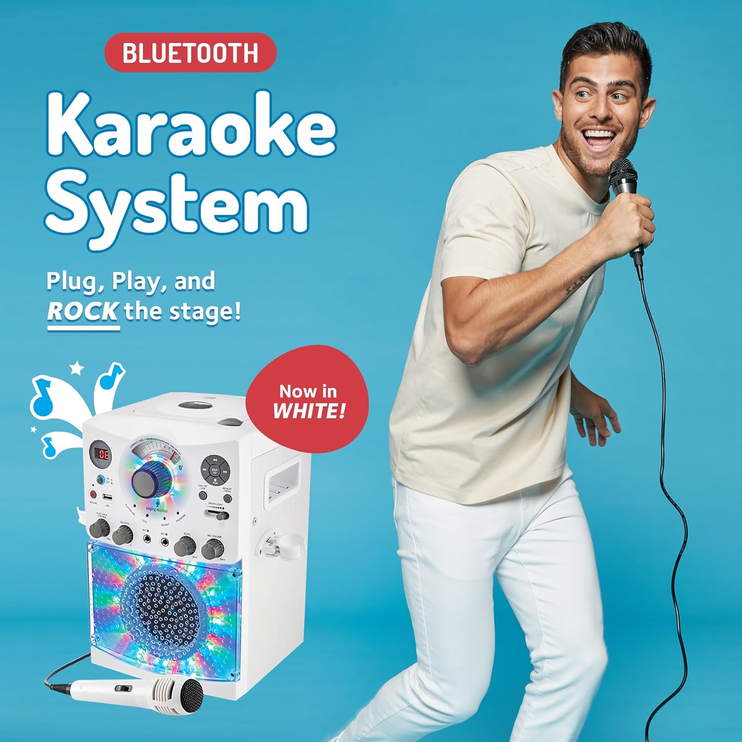 Foto 4 pulgar | Sistema De Karaoke Singing Machine Sml385btbk Con Bluetooth, Luces Led, Reproductor Cdg, Micrófono Y Efectos De Sonido