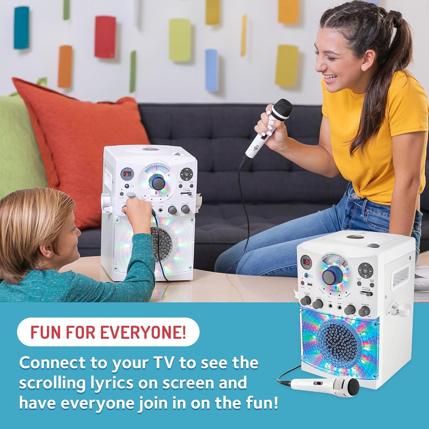 Foto 5 | Sistema De Karaoke Singing Machine Sml385btbk Con Bluetooth, Luces Led, Reproductor Cdg, Micrófono Y Efectos De Sonido