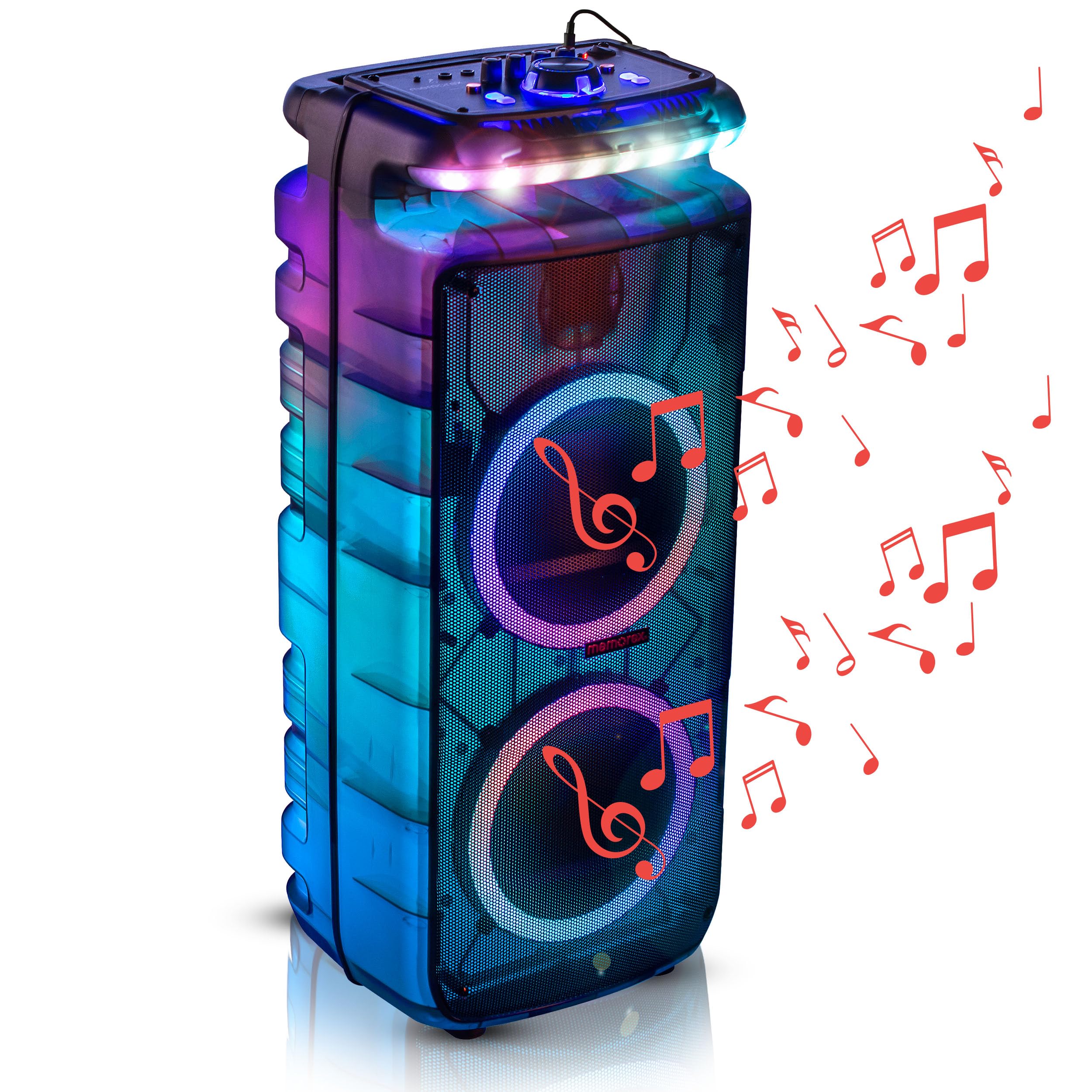 Foto 2 | Altavoz Portátil Para Fiestas Memorex Mx-ps821 Twin De 8 Pulgadas Con Bluetooth - Venta Internacional.