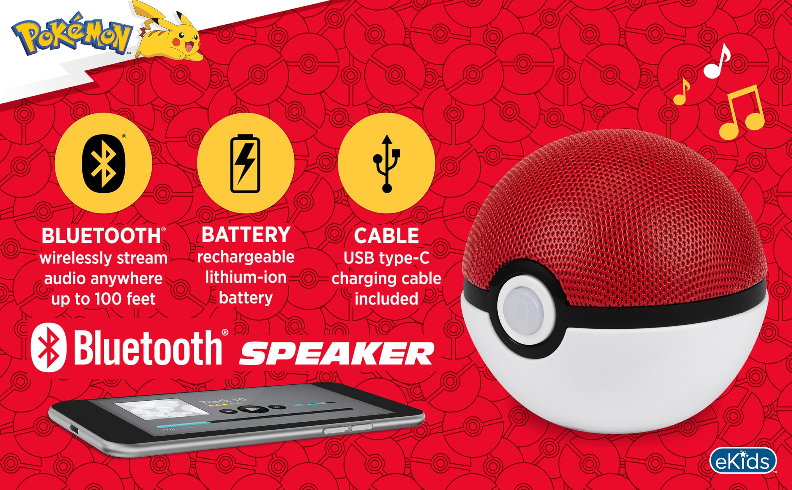 Foto 3 pulgar | Altavoz Bluetooth Ekids Pokemon Pokeball Con Batería Recargable - Venta Internacional.
