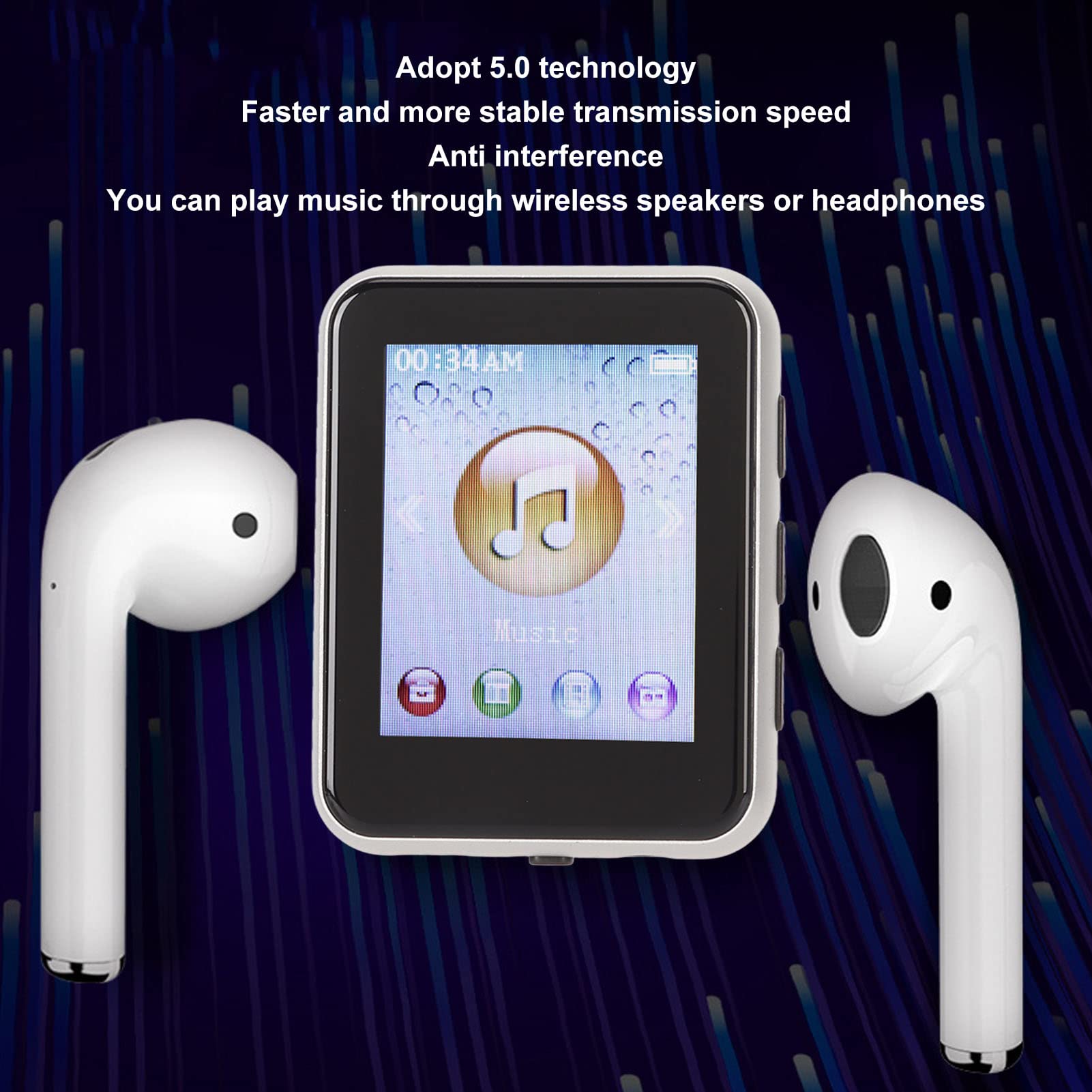 Foto 4 pulgar | Reproductor Mp3 Serounder, Pantalla Táctil Completa De 1,8 Pulgadas, 8 Gb, Bluetooth 5.0 - Venta Internacional.
