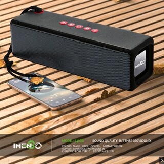 Foto 6 | Altavoz Bluetooth Imenso Outdoor Portable Negro - Venta Internacional.