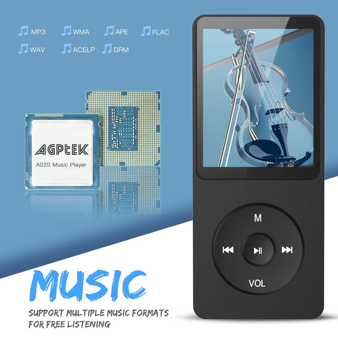 Foto 4 pulgar | Reproductor Mp3 Agptek A02s 16gb 70h Playback Negro - Venta Internacional.
