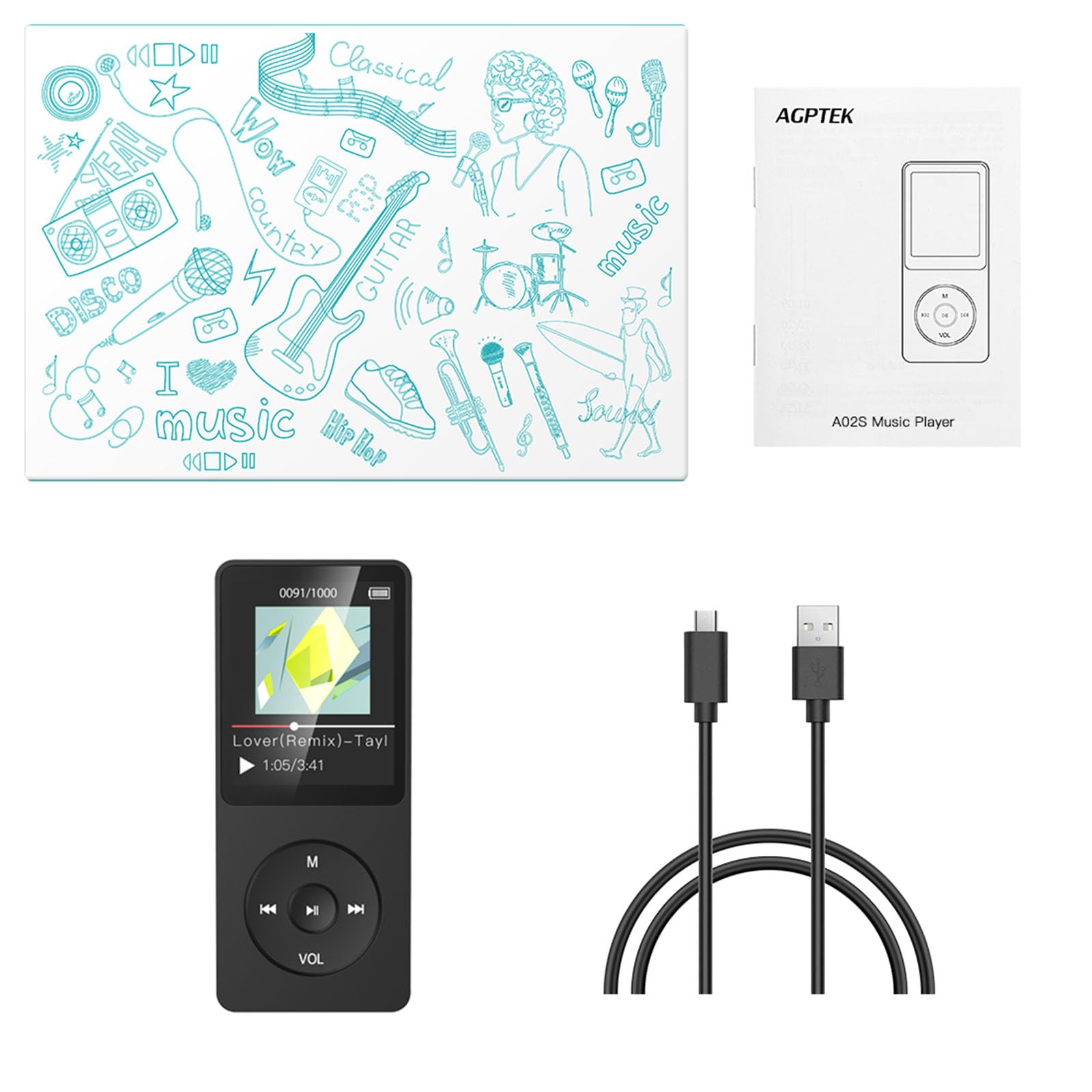 Foto 8 pulgar | Reproductor Mp3 Agptek A02s 16gb 70h Playback Negro - Venta Internacional.