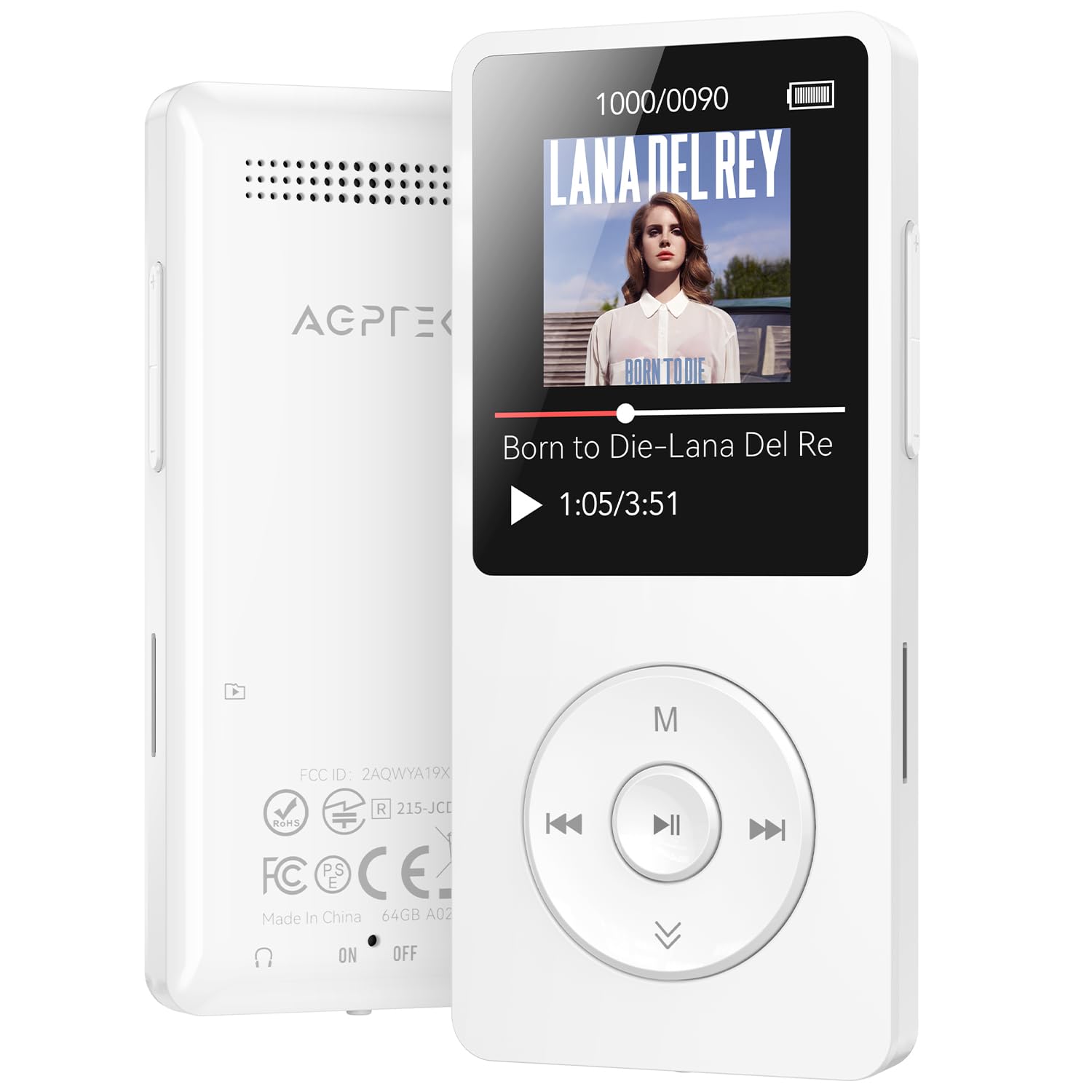 Foto 2 pulgar | Reproductor Mp3 Agptek A02 Bluetooth 5.3 1.8 Pulgadas 64gb Blanco - Venta Internacional.