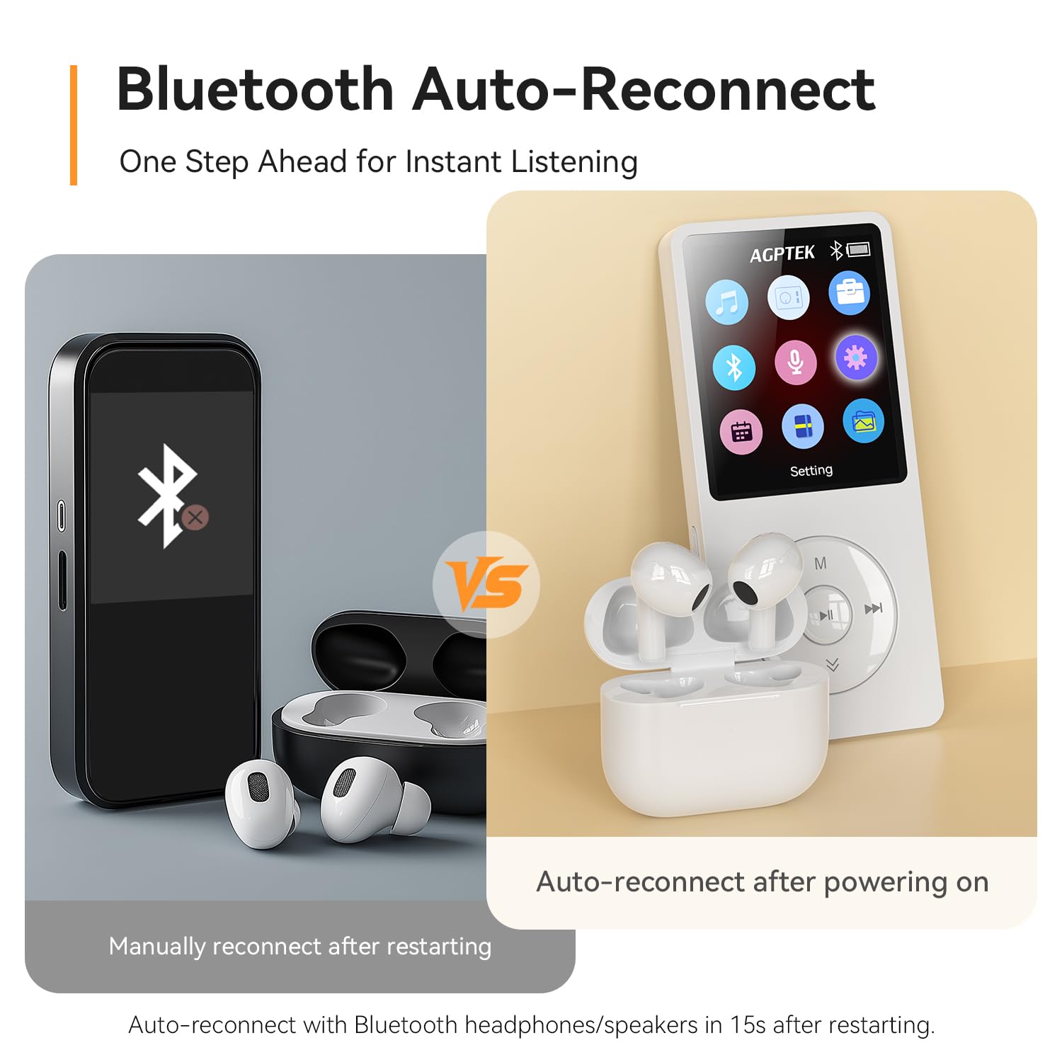 Foto 4 pulgar | Reproductor Mp3 Agptek A02 Bluetooth 5.3 1.8 Pulgadas 64gb Blanco - Venta Internacional.