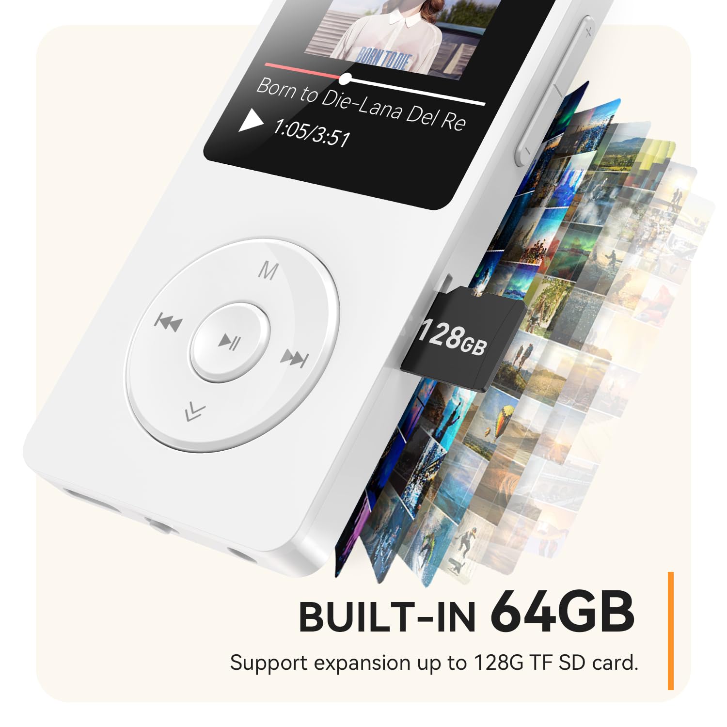 Foto 5 | Reproductor Mp3 Agptek A02 Bluetooth 5.3 1.8 Pulgadas 64gb Blanco - Venta Internacional.