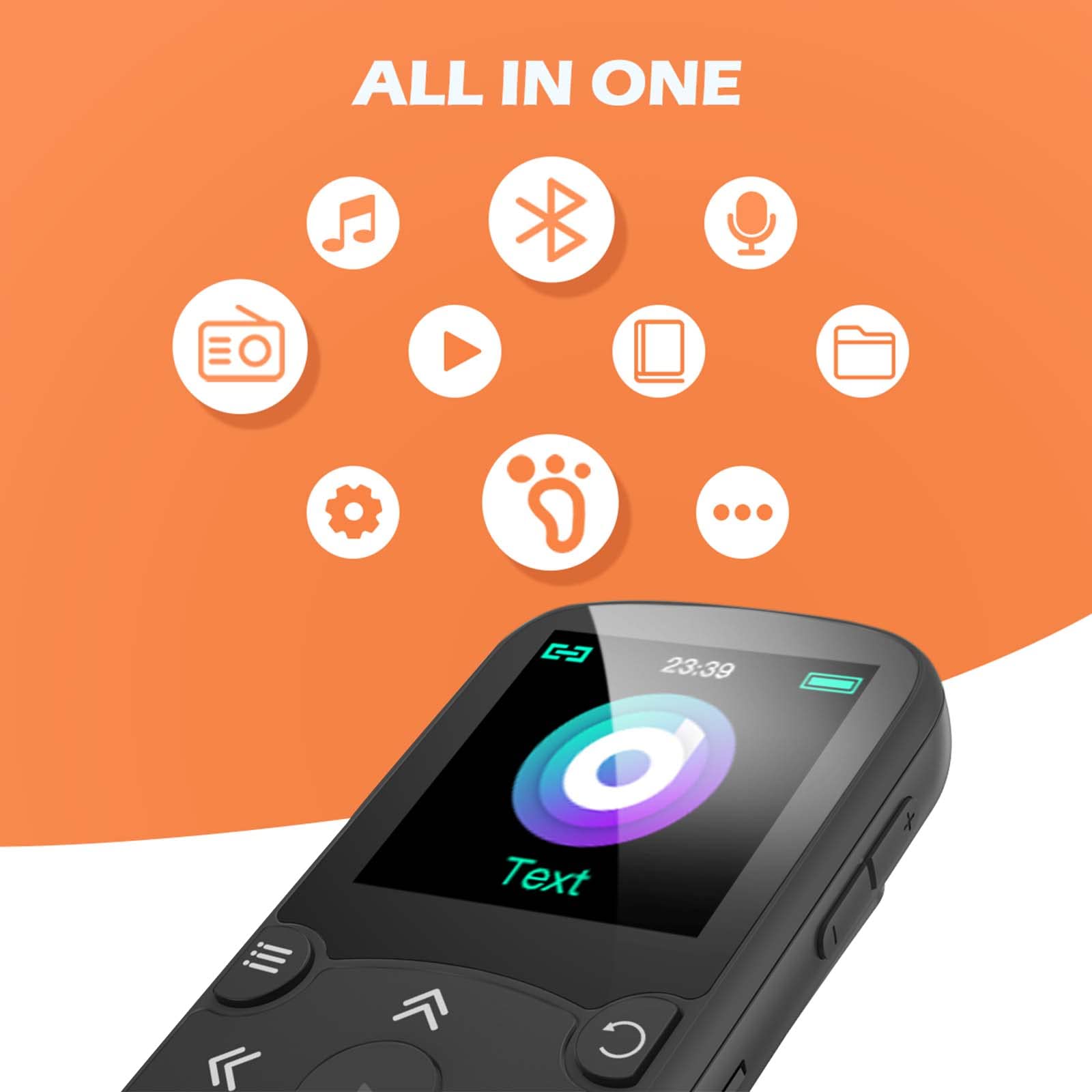 Foto 3 pulgar | Reproductor Mp3 Agptek A65 64gb Con Clip Bluetooth 5.3 Negro - Venta Internacional.