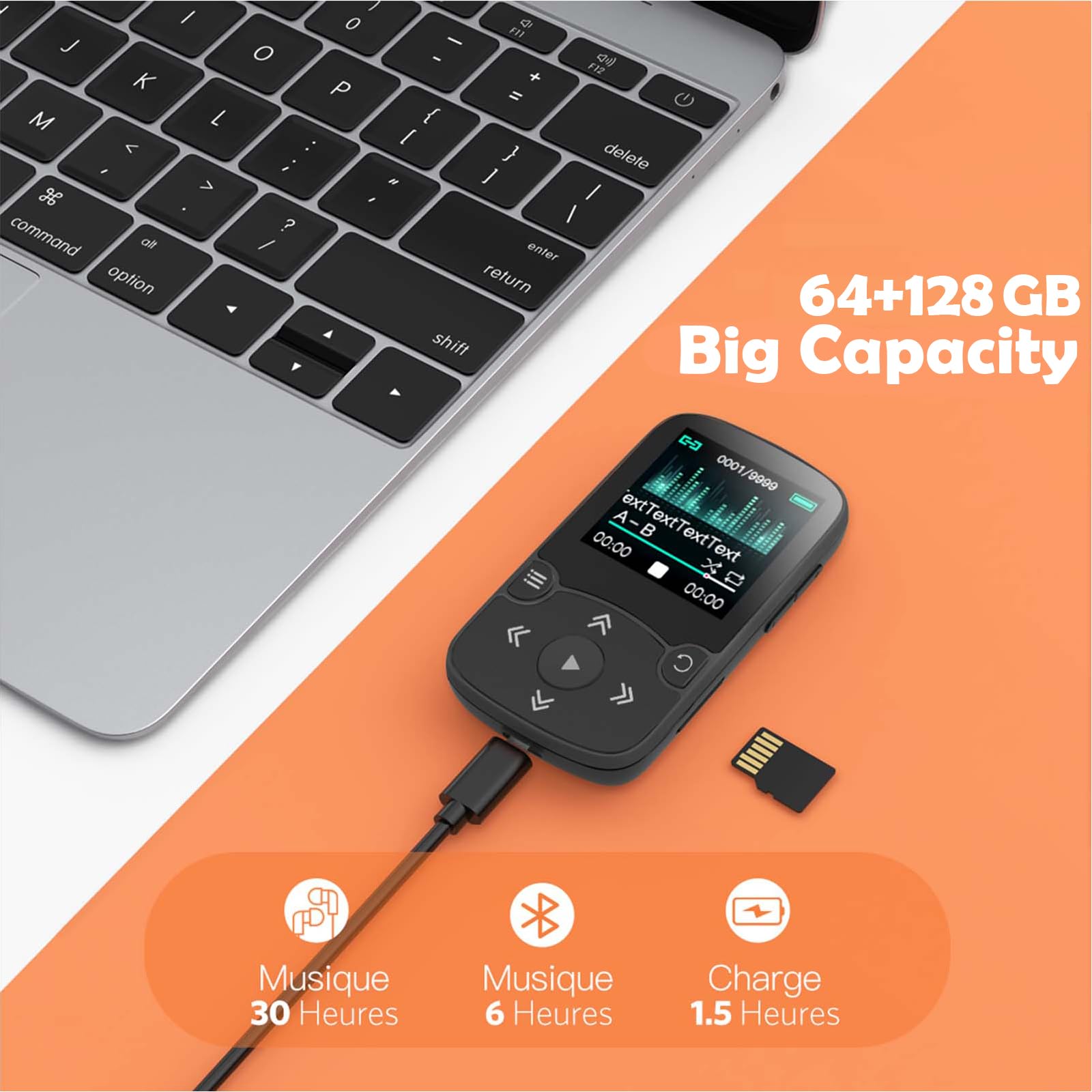Foto 4 pulgar | Reproductor Mp3 Agptek A65 64gb Con Clip Bluetooth 5.3 Negro - Venta Internacional.