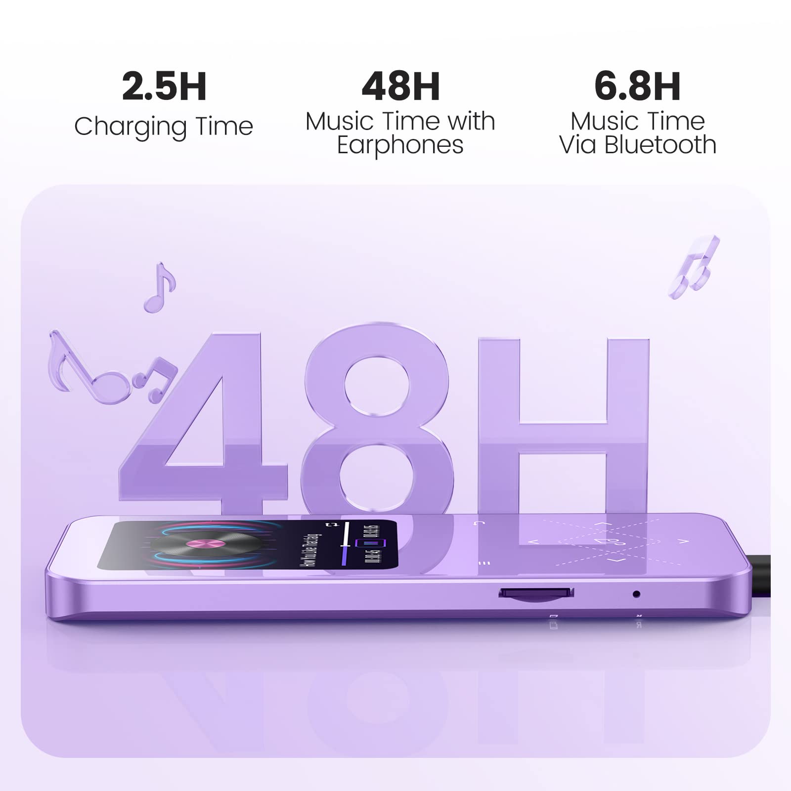 Foto 4 pulgar | Reproductor Mp3 Agptek A09x 32gb Bluetooth 5.3 Con Altavoz Morado - Venta Internacional.