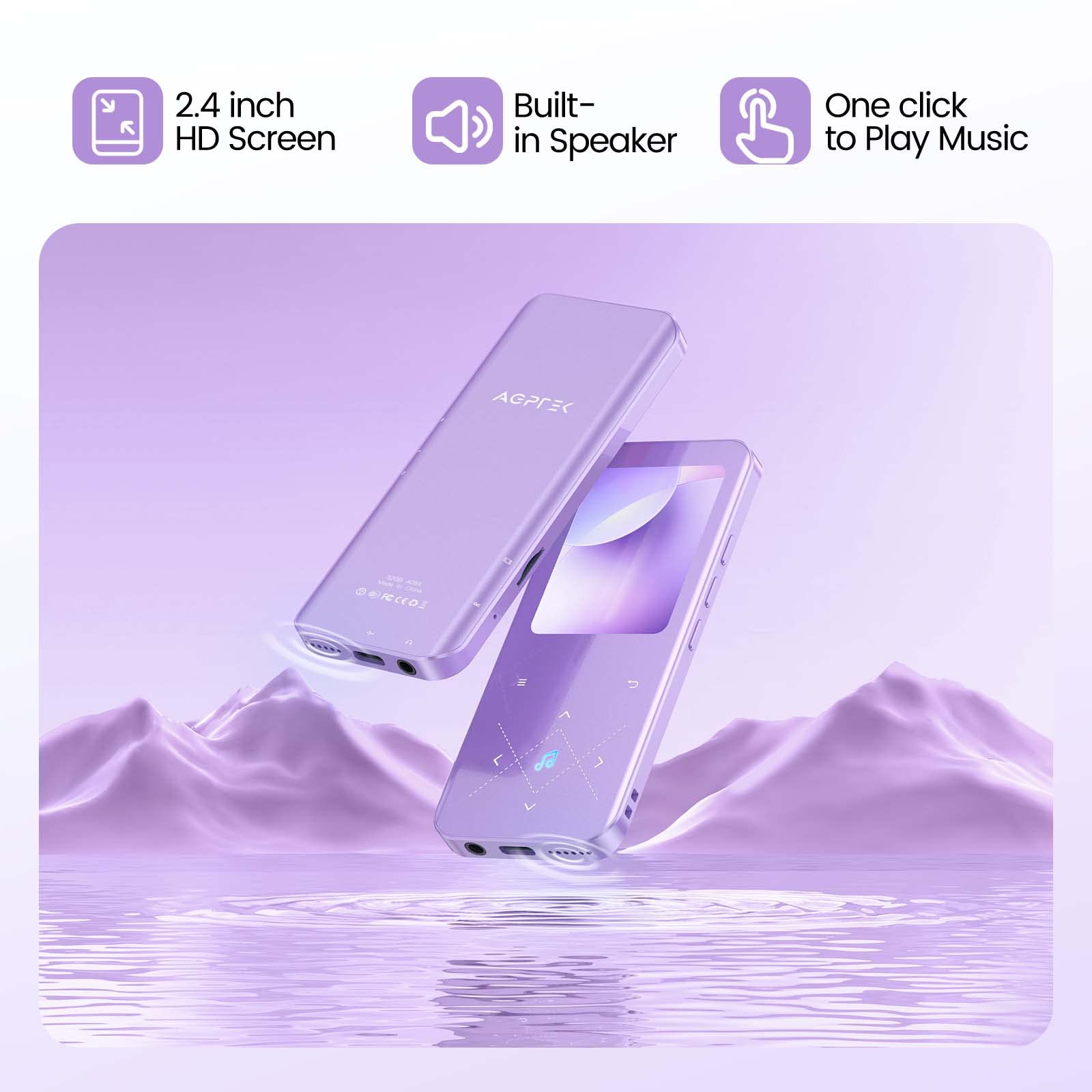 Foto 5 pulgar | Reproductor Mp3 Agptek A09x 32gb Bluetooth 5.3 Con Altavoz Morado - Venta Internacional.