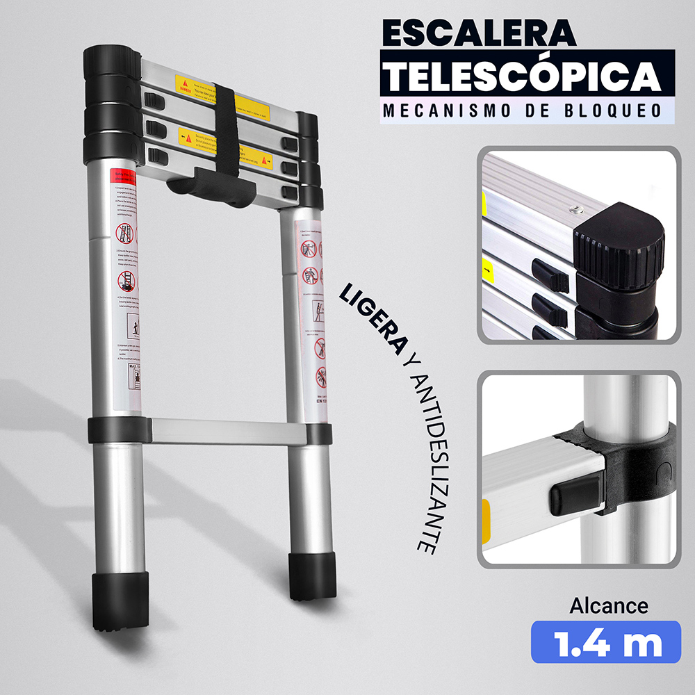 Foto 3 | Escalera Telescópica Multiusos Lo Necesito color Gris de 1.4 m