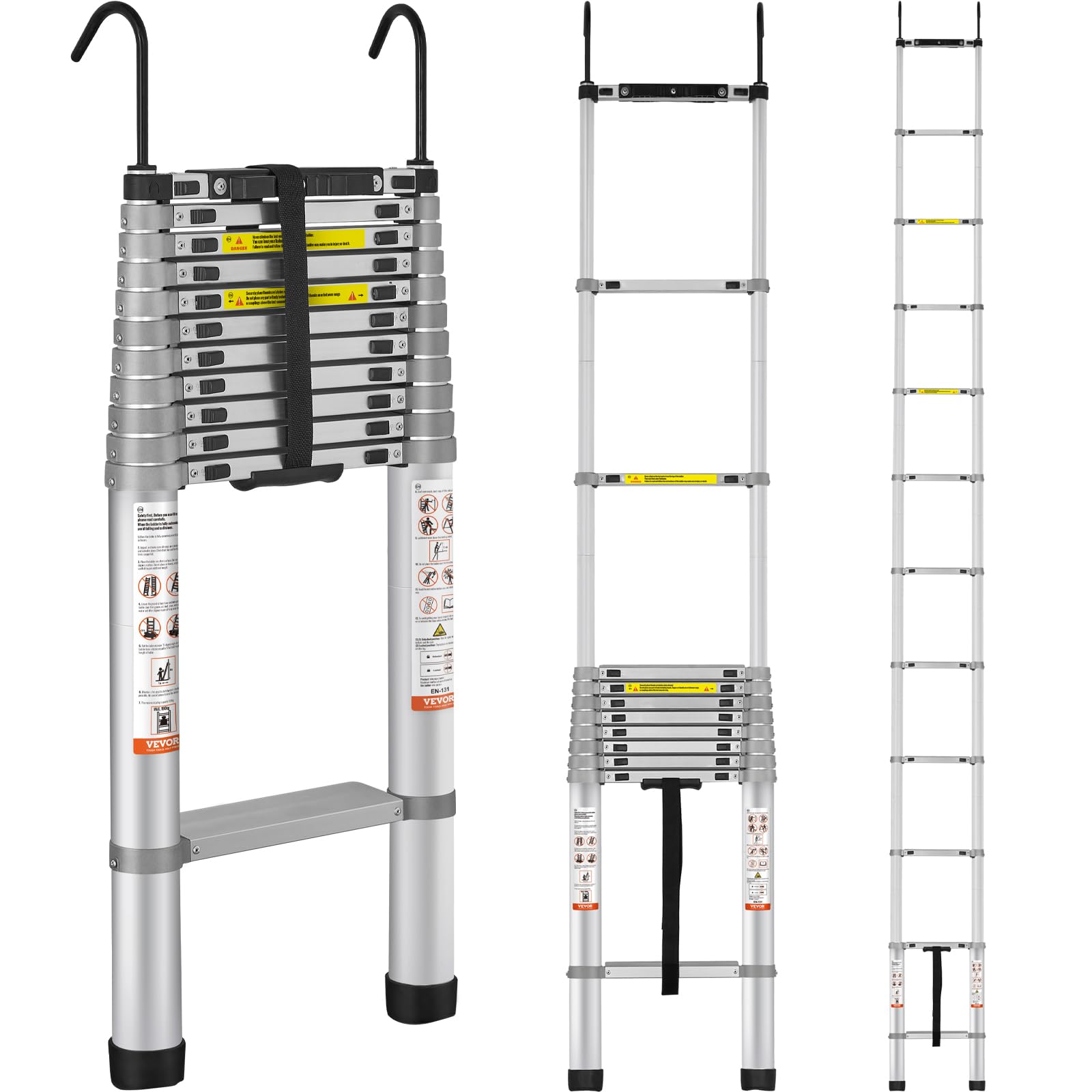 Foto 1 | Escalera Telescópica Vevor, 15 Pies, Aluminio, Plegable, 180 Kg - Venta Internacional.