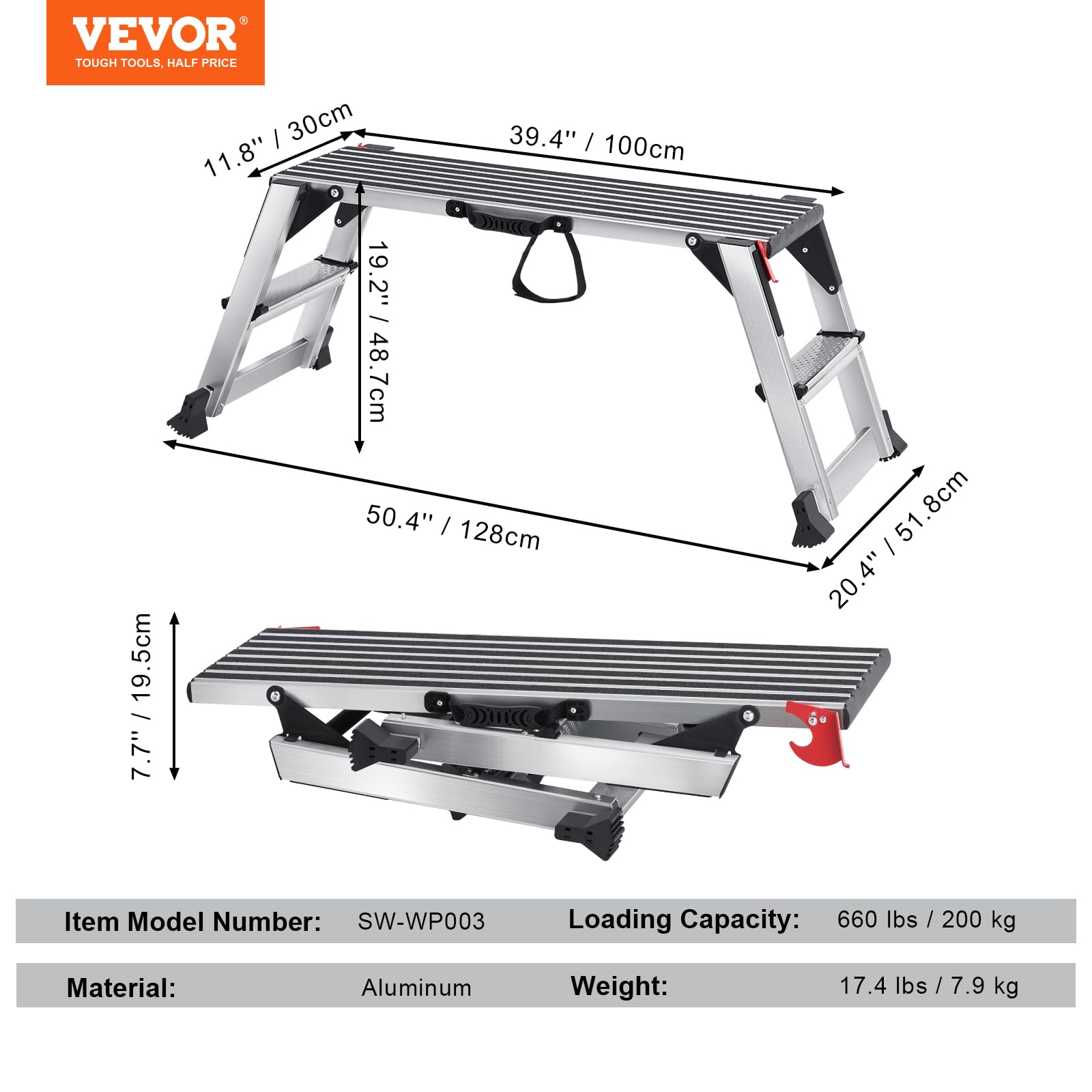 Foto 8 pulgar | Taburete Plegable Vevor Para Paneles De Yeso De Aluminio, 300 Kg - Venta Internacional.
