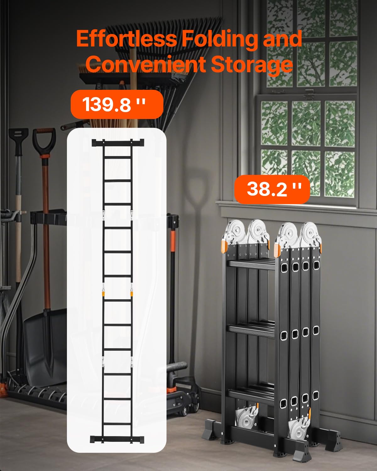 Foto 5 | Escalera Plegable Vevor 7 En 1, Escalón De Extensión De 12 Pies Y 150 Kg - Venta Internacional.