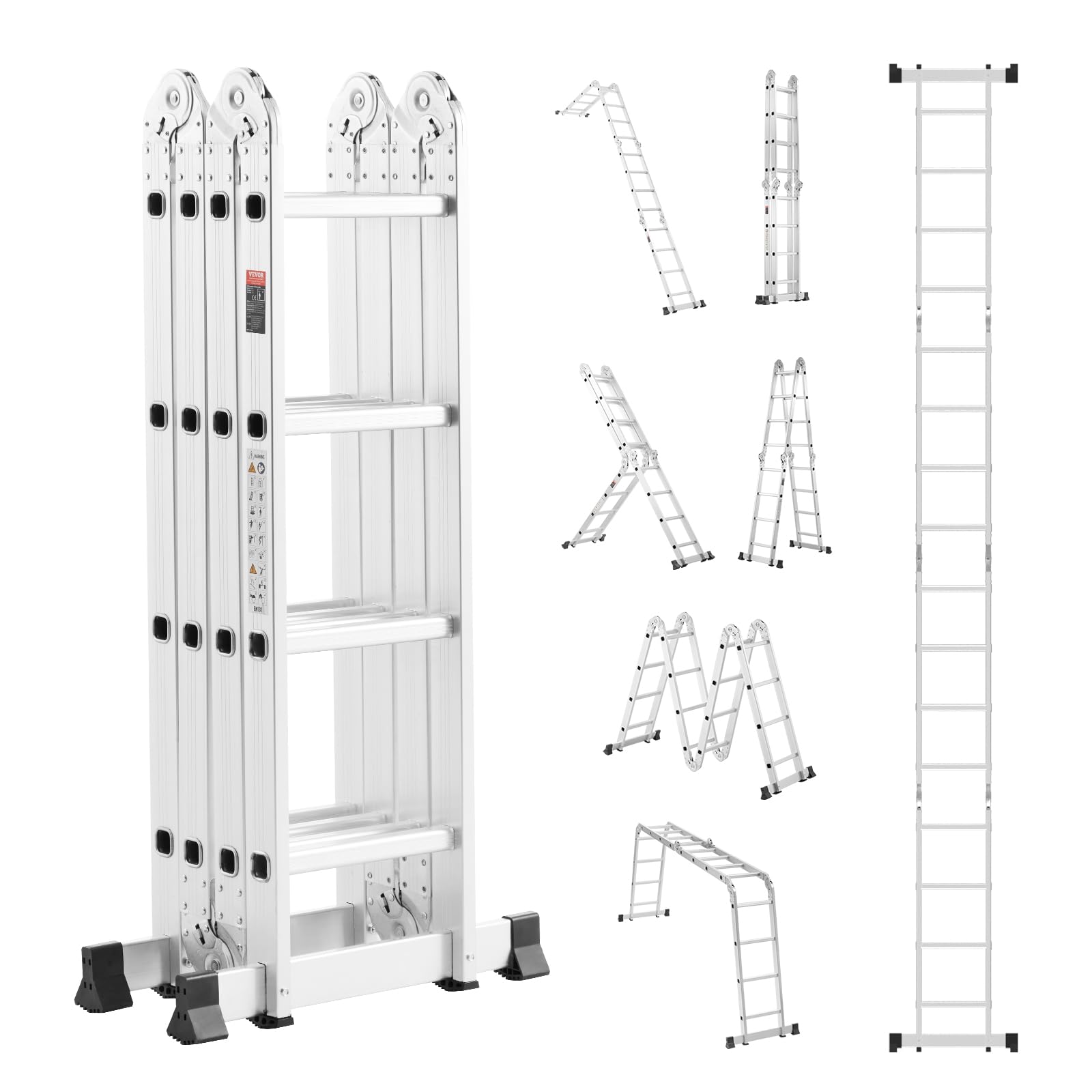 Foto 1 | Escalera Plegable Vevor, 7 En 1, Con Extensión De 4 Peldaños, 4,7 M - Venta Internacional.