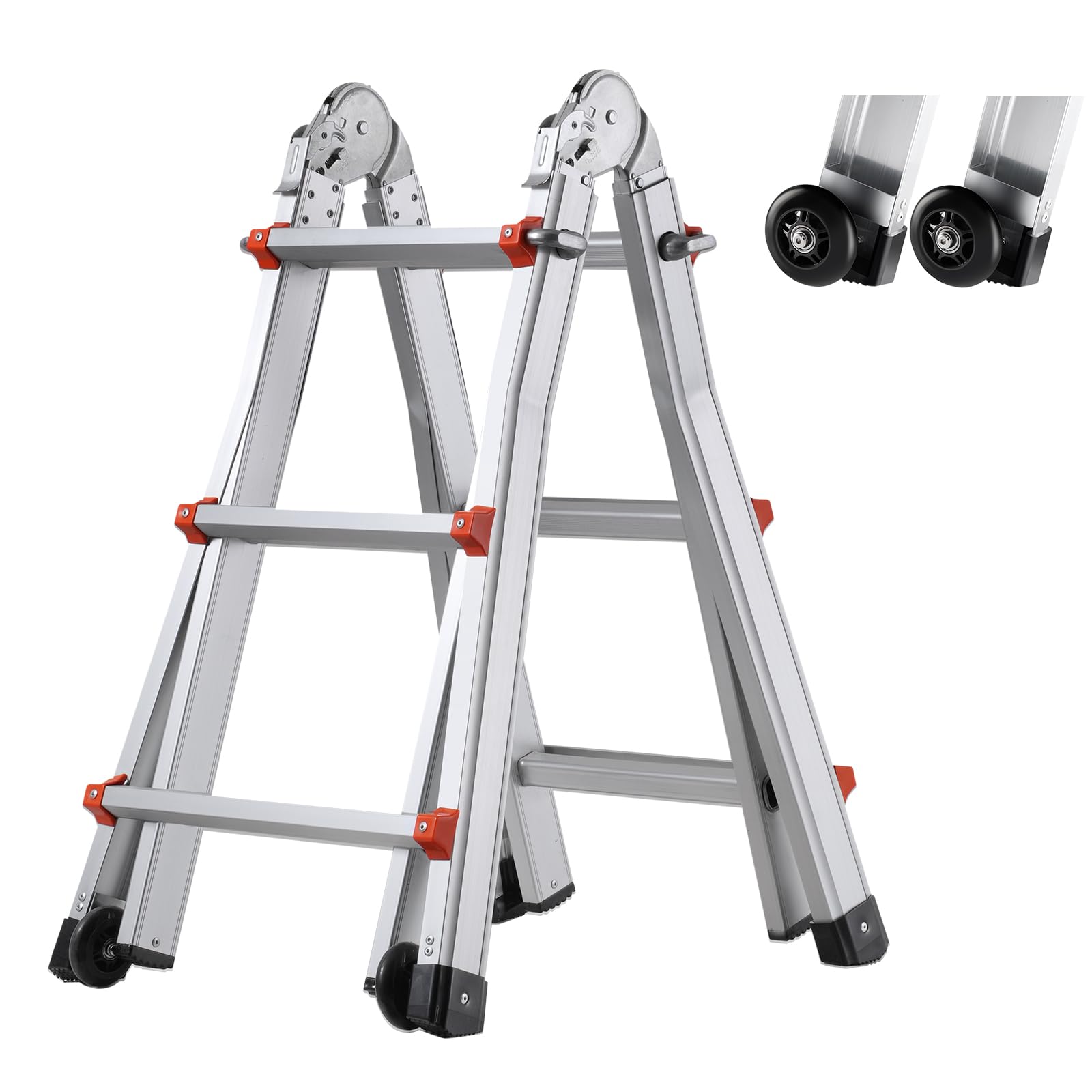 Foto 2 pulgar | Escalera Telescópica Vevor A Frame, 9,5 Pies, Aluminio Compacto, 330 L - Venta Internacional.