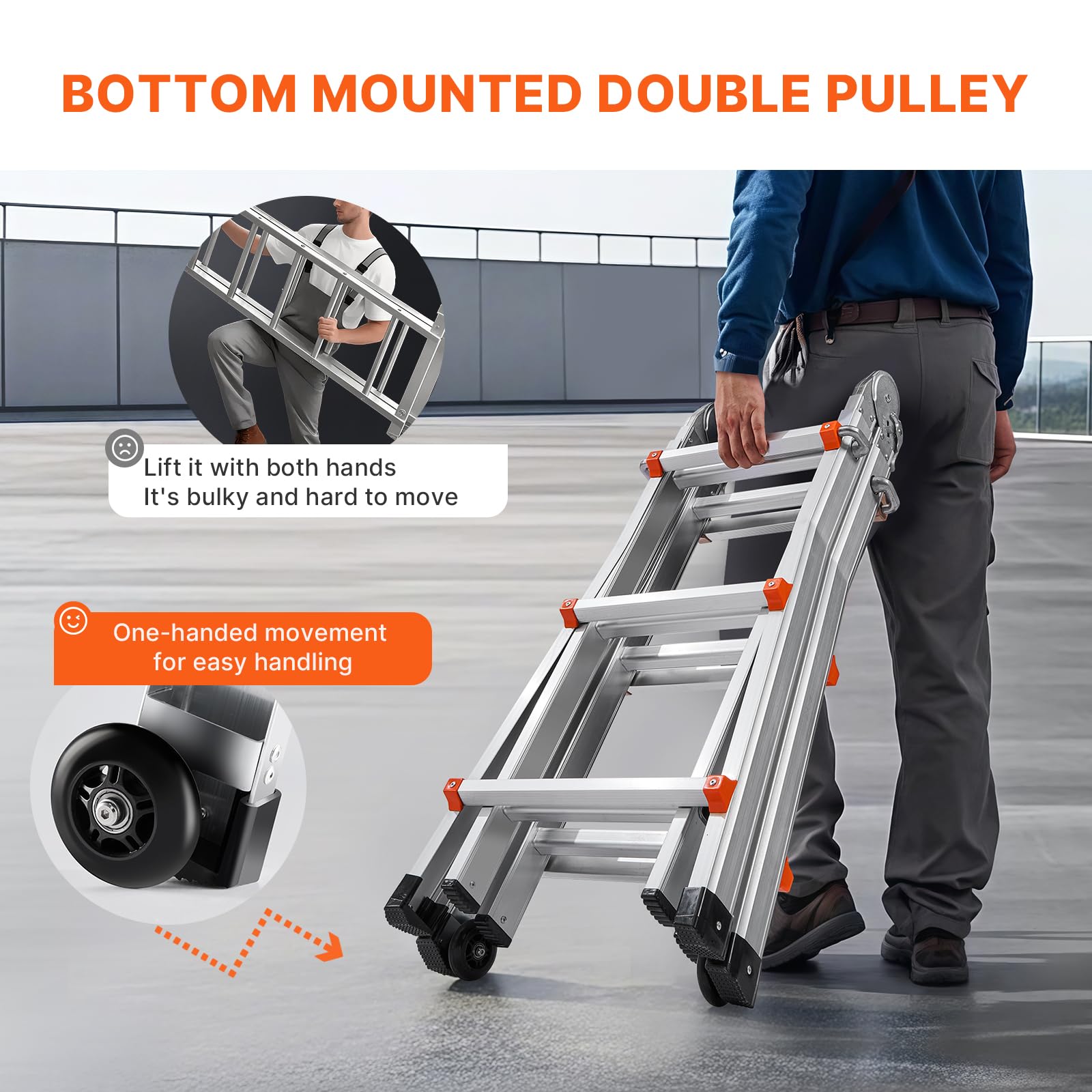 Foto 4 pulgar | Escalera Telescópica Vevor A Frame, 9,5 Pies, Aluminio Compacto, 330 L - Venta Internacional.