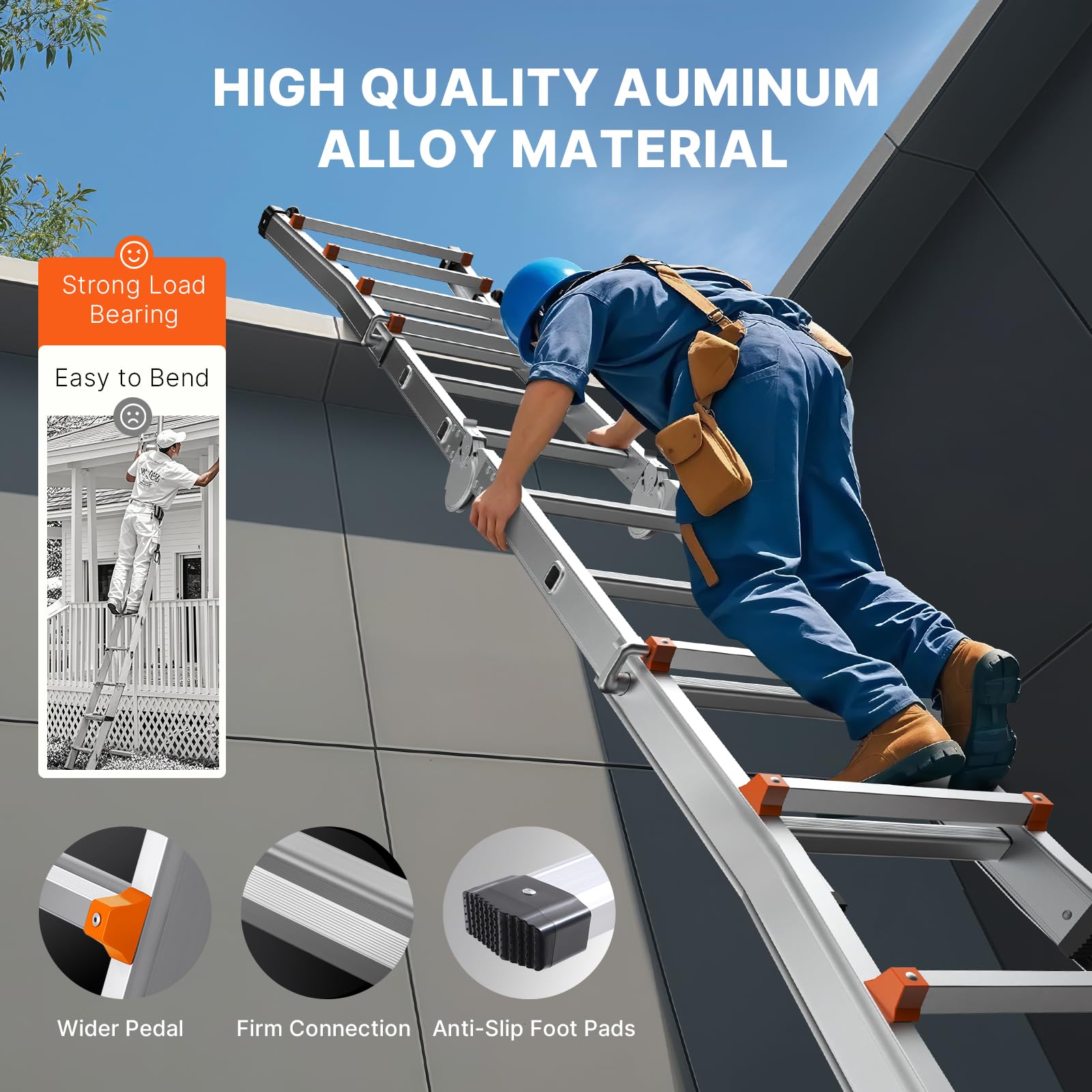 Foto 6 | Escalera Telescópica Vevor A Frame, 9,5 Pies, Aluminio Compacto, 330 L - Venta Internacional.