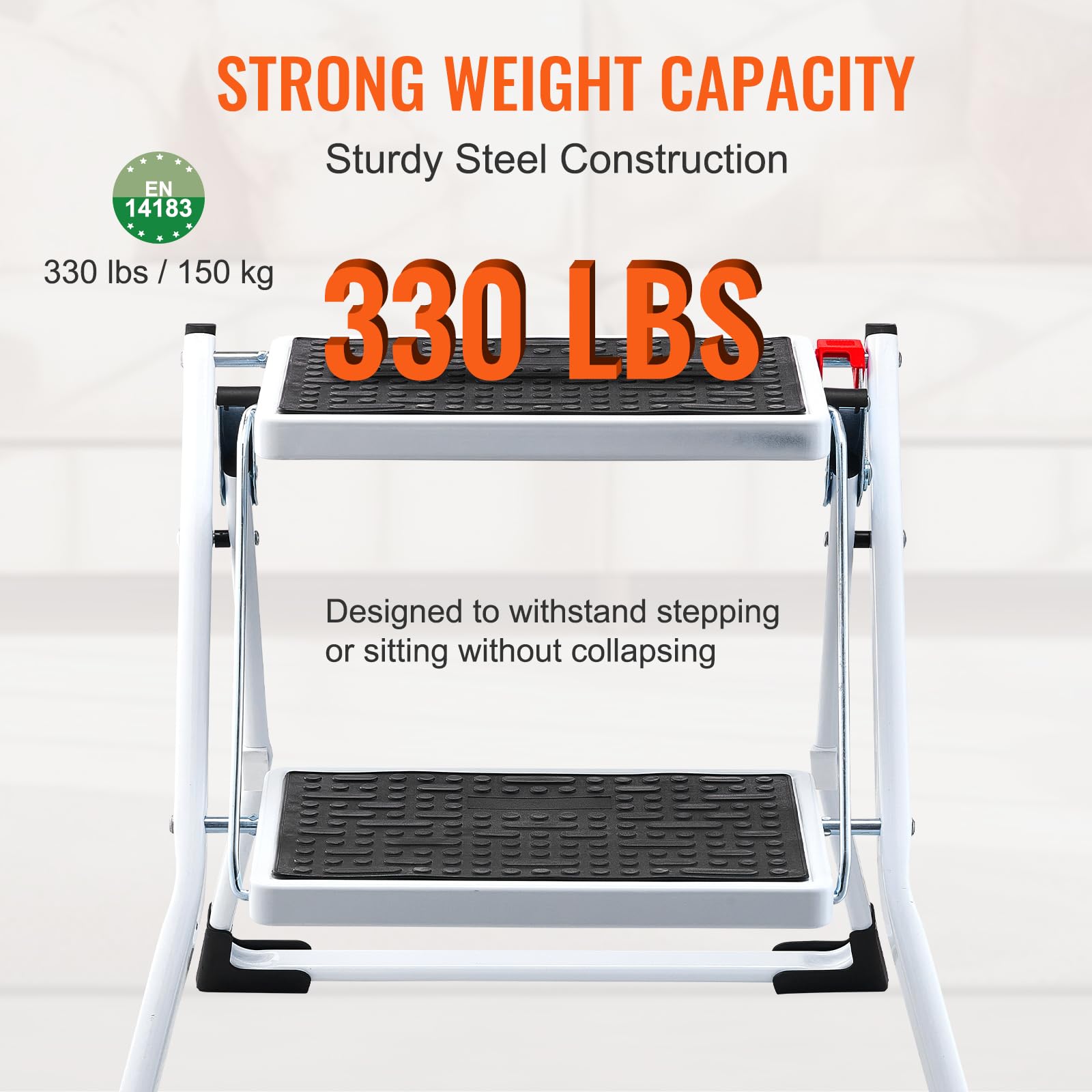 Foto 3 | Escalera Vevor, 2 Peldaños, 150 Kg De Capacidad, Acero Plegable - Venta Internacional.