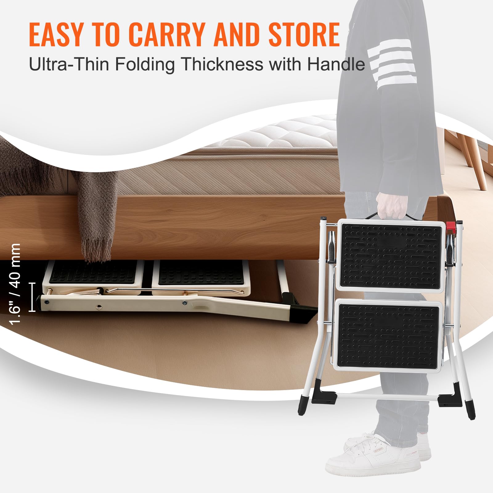 Foto 4 | Escalera Vevor, 2 Peldaños, 150 Kg De Capacidad, Acero Plegable - Venta Internacional.