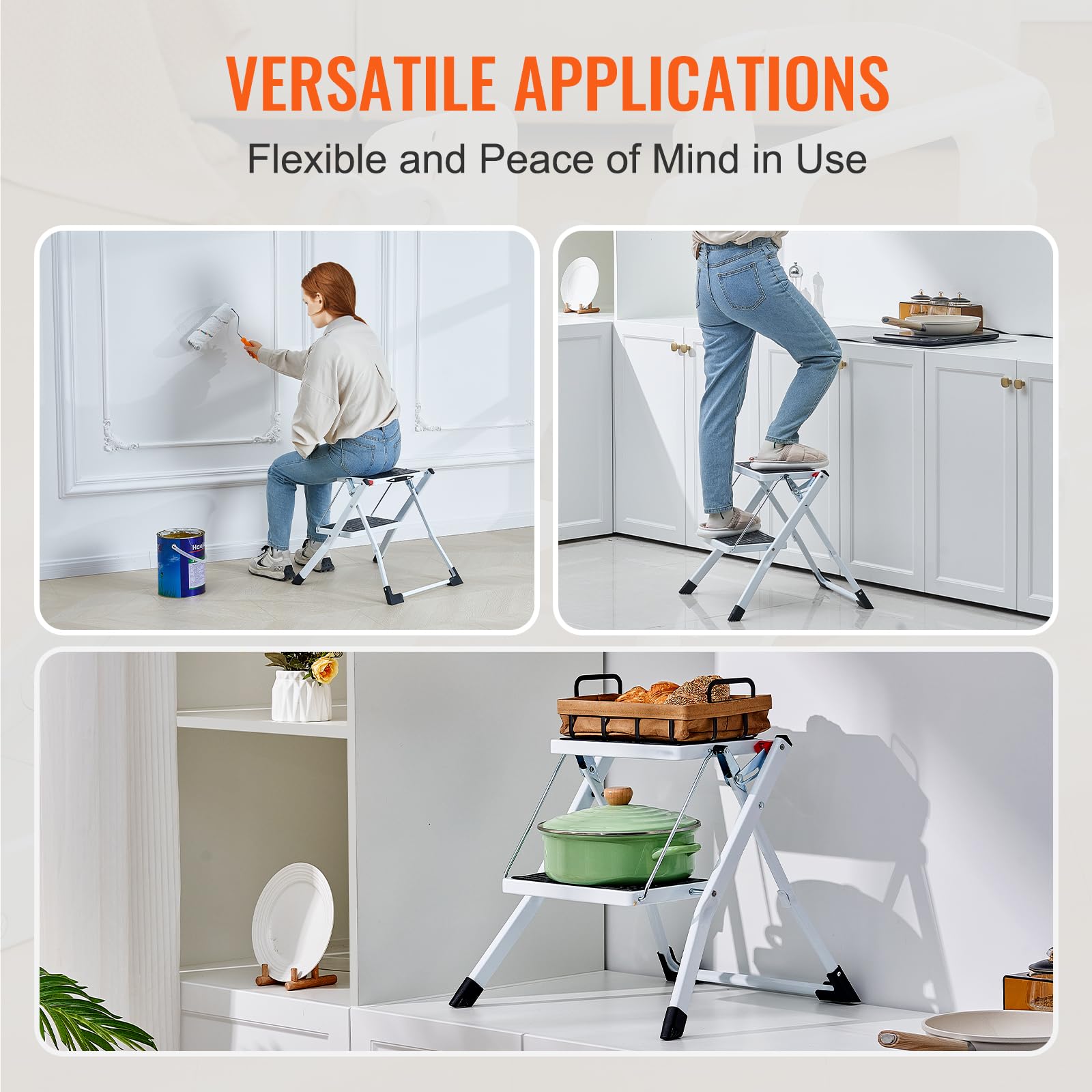 Foto 7 pulgar | Escalera Vevor, 2 Peldaños, 150 Kg De Capacidad, Acero Plegable - Venta Internacional.