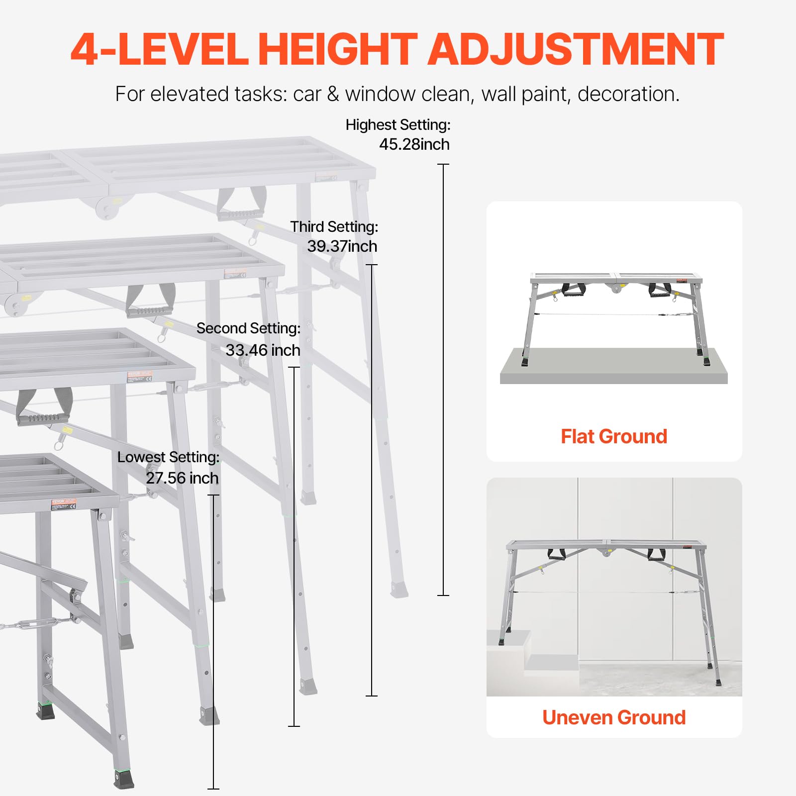 Foto 5 pulgar | Escalera Plegable De Acero Work Platform Vevor, 55 X 15 Cm, 360 Kg - Venta Internacional.