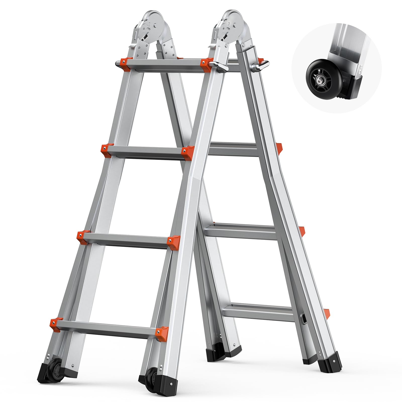 Escalera Telescópica Con Marco Tipo A Vevor, 13 Pies, Compacta, Aluminio, 330 Libras - Venta Internacional.