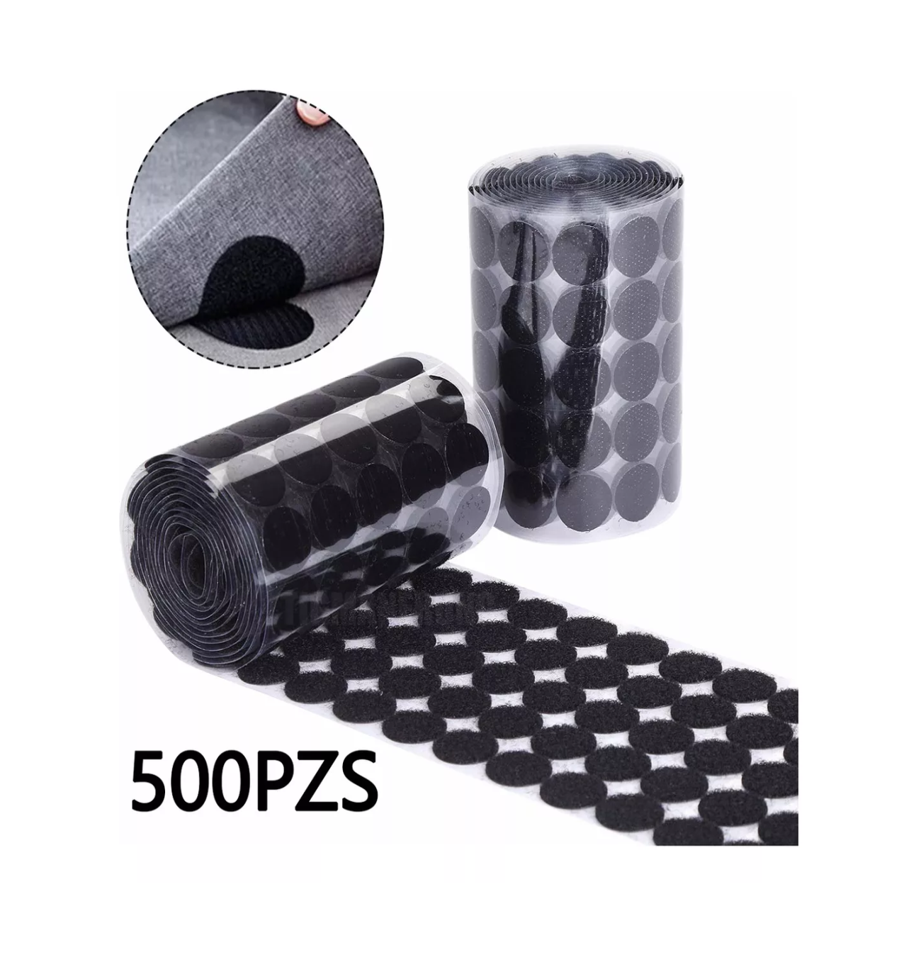 Foto 4 | Etiquetas Circulares Adhesivas Velcro 20 mm Negras 500 Piezas