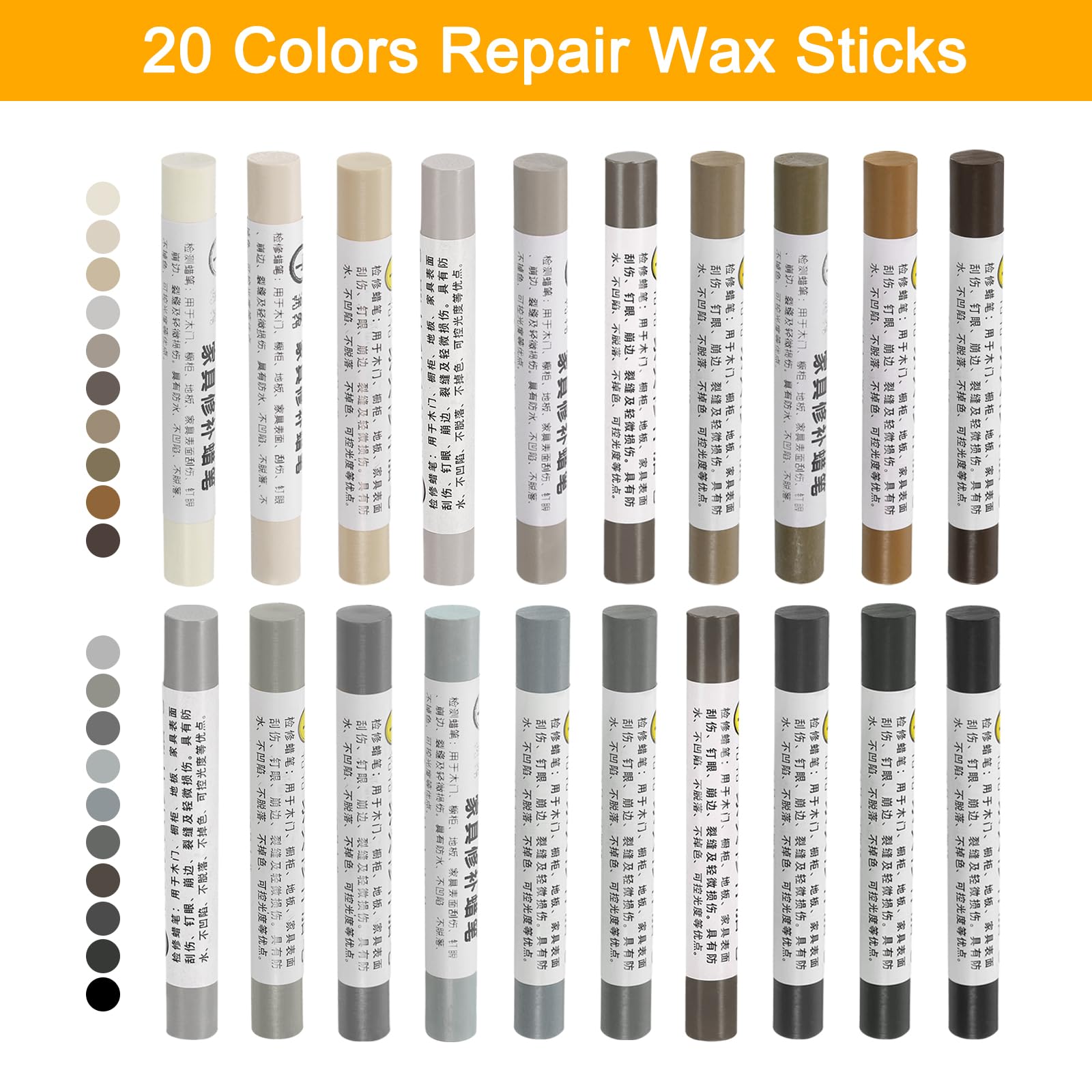 Foto 4 pulgar | Kit De Crayones De Cera Para Reparación De Muebles Uxcell, 20 Piezas, Serie Gris - Venta Internacional.